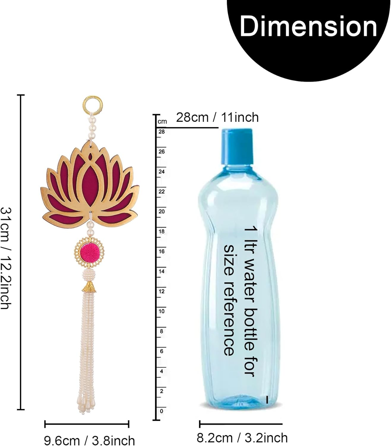 TIED RIBBONS Lotus Backdrop Hanging Pooja Decor | Plastic, 11 Inch | Set of 10 | Indian Diwali Decorations for Home, Navratri, Wedding, Ganesh Pooja, Door Entrance | Ganesh Chaturhti Decoration image number 1