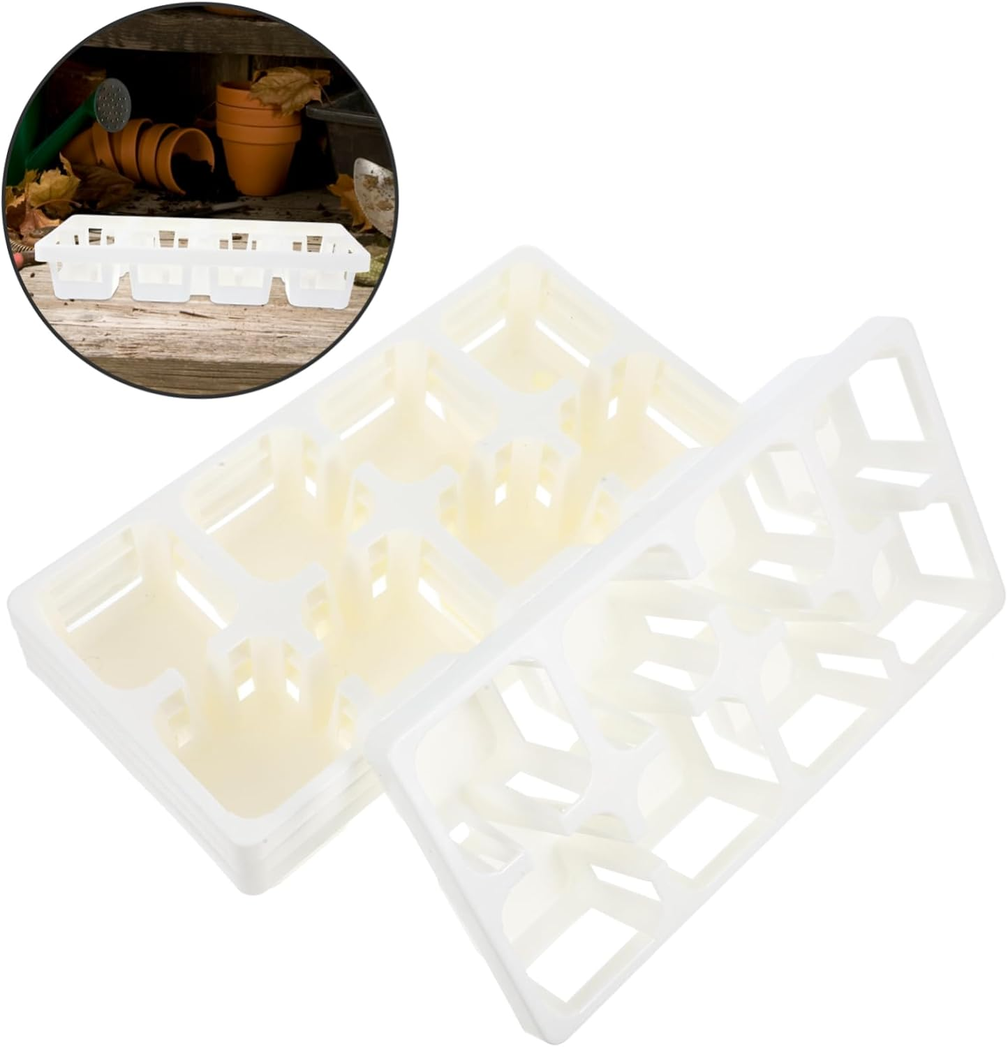 BESPORTBLE 4Pcs Tiny Plastic Planting Tray Rack Succulent Flower Pot Holder Tray Storage for Indoor Outdoor Gardening image number 3