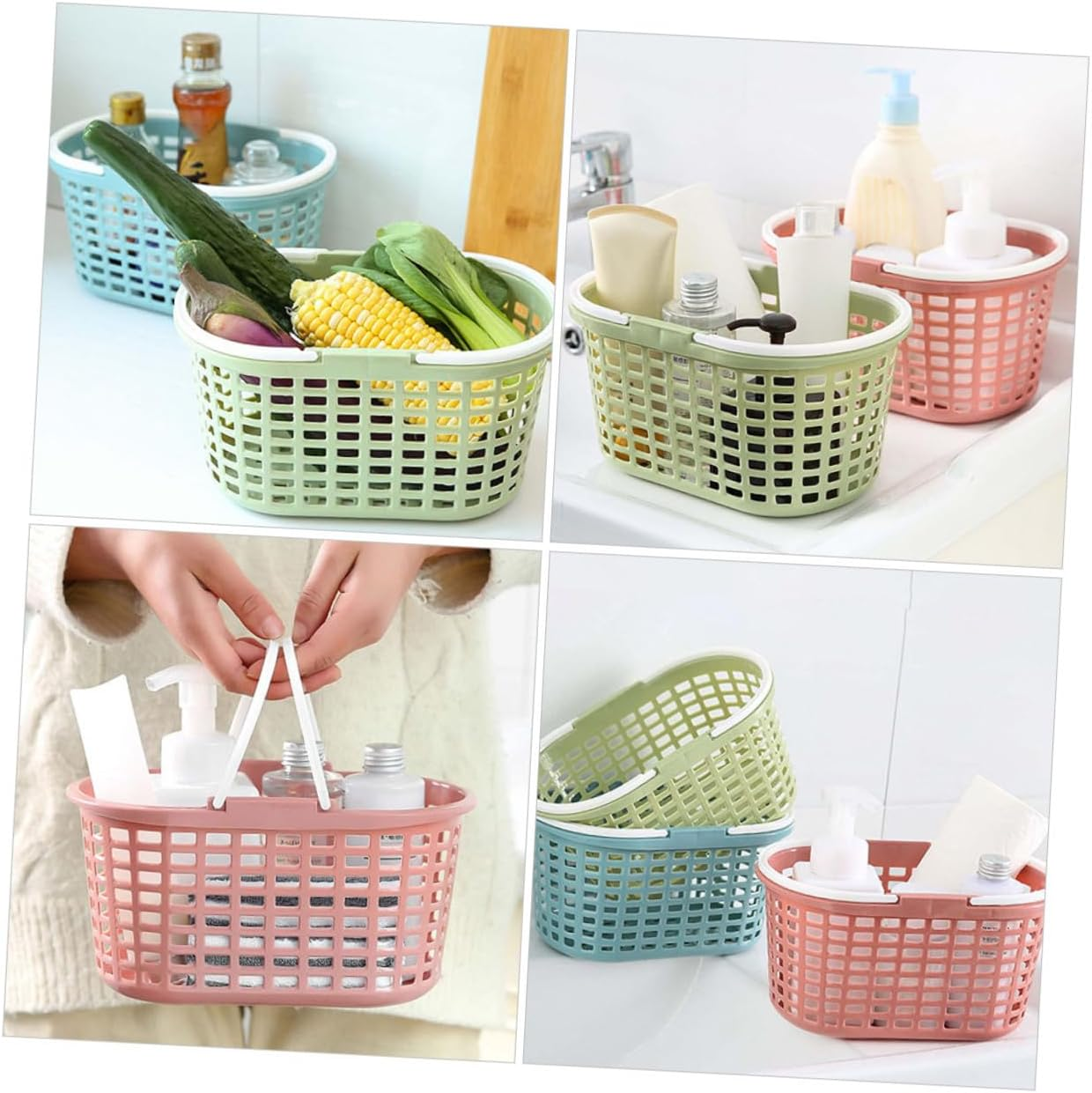 Alipis 3Pcs Portable Bath Basket for Shower Cleaning Plastic Bathroom Organizer for Travel Toiletry Bag and Bathroom Caddy Needs image number 1