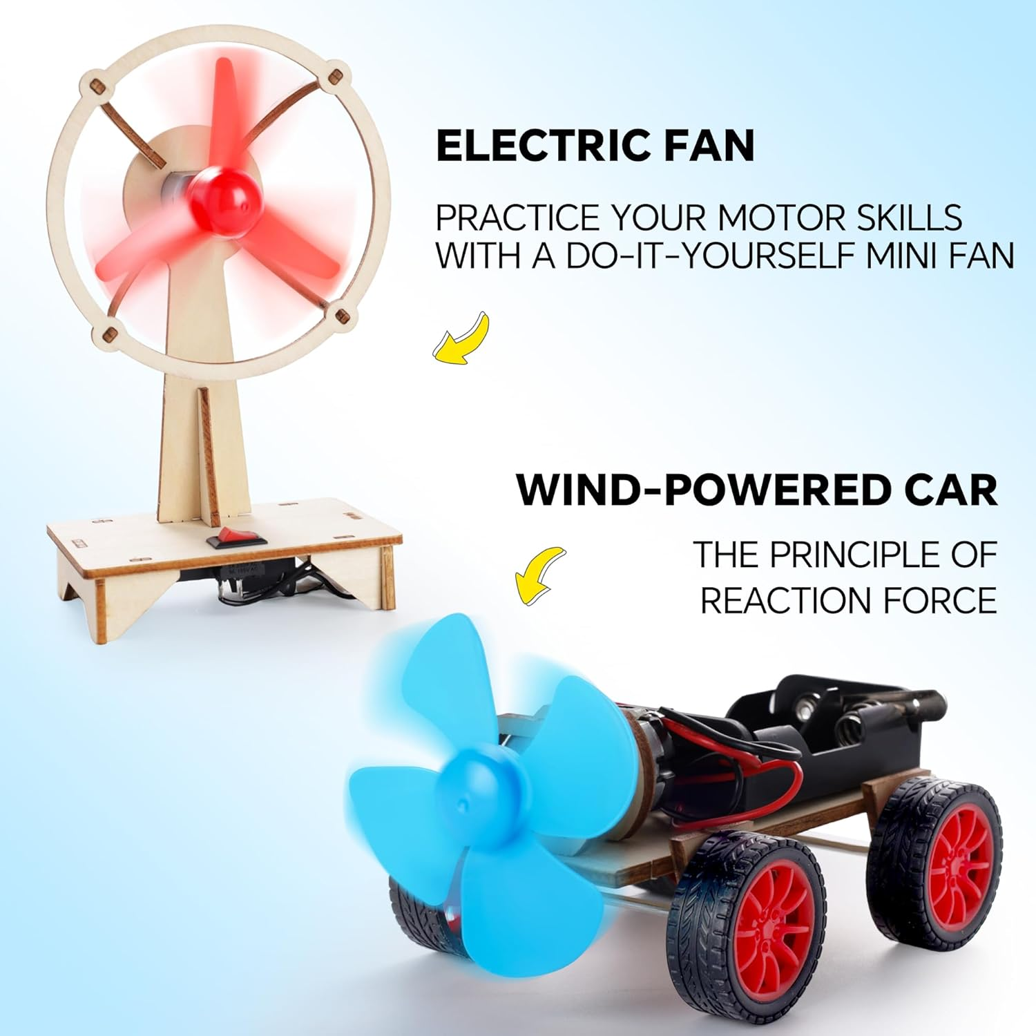 4 in 1 Science Experiment Puzzle Kits for Kids,Wooden Solar Power Motor Kit for Boys to Build,Stem Electric Projects Engineering Set for Girls,Woodworking Gift Toys Age 8 9 10 11 12 13 14 and Up image number 1