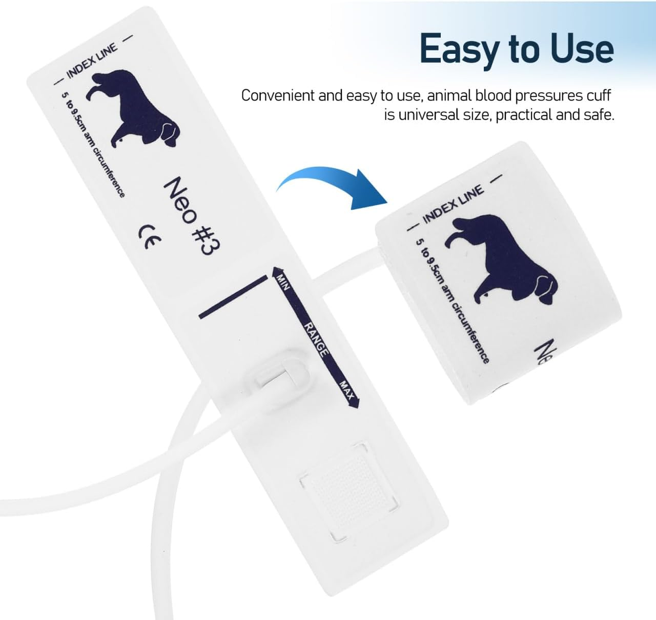 Partykindom Blood Pressure Cuff for Animals, Non-Woven Fabric, Soft, Comfortable, Safe for Monitoring the Blood Pressure of Cats, Dogs and Other Pets, Easy to Use, Practical for Veterinary Medicine image number 2