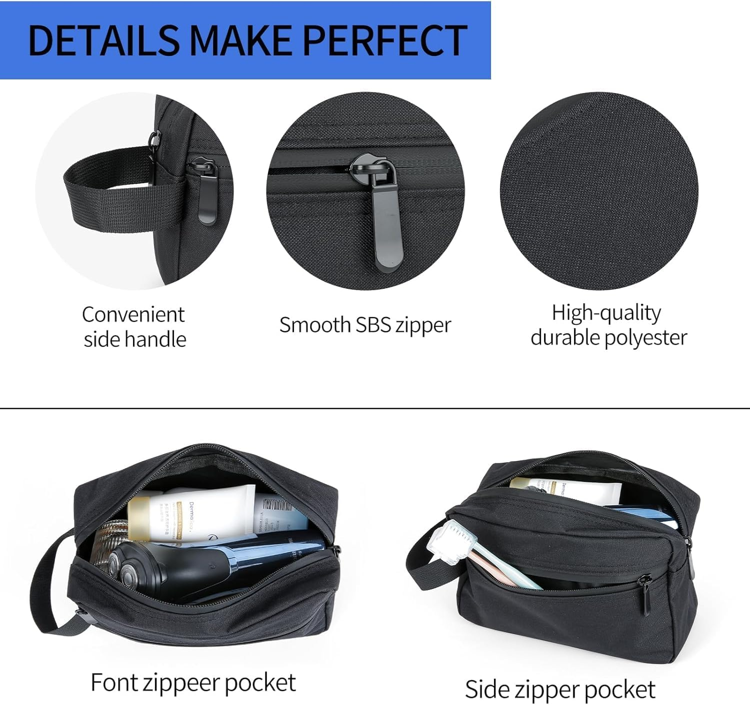 Travel Wash Shaving Bag Gym Shower Bathroom Bag,1Pc Gym Shaving Shower Bathroom Bag,Travel Toiletry Bag Makeup Cosmetic Bag Shaving Bag,Toiletry Organizer Wash Bag Makeup Cosmetic Gym Shaving Bag image number 2