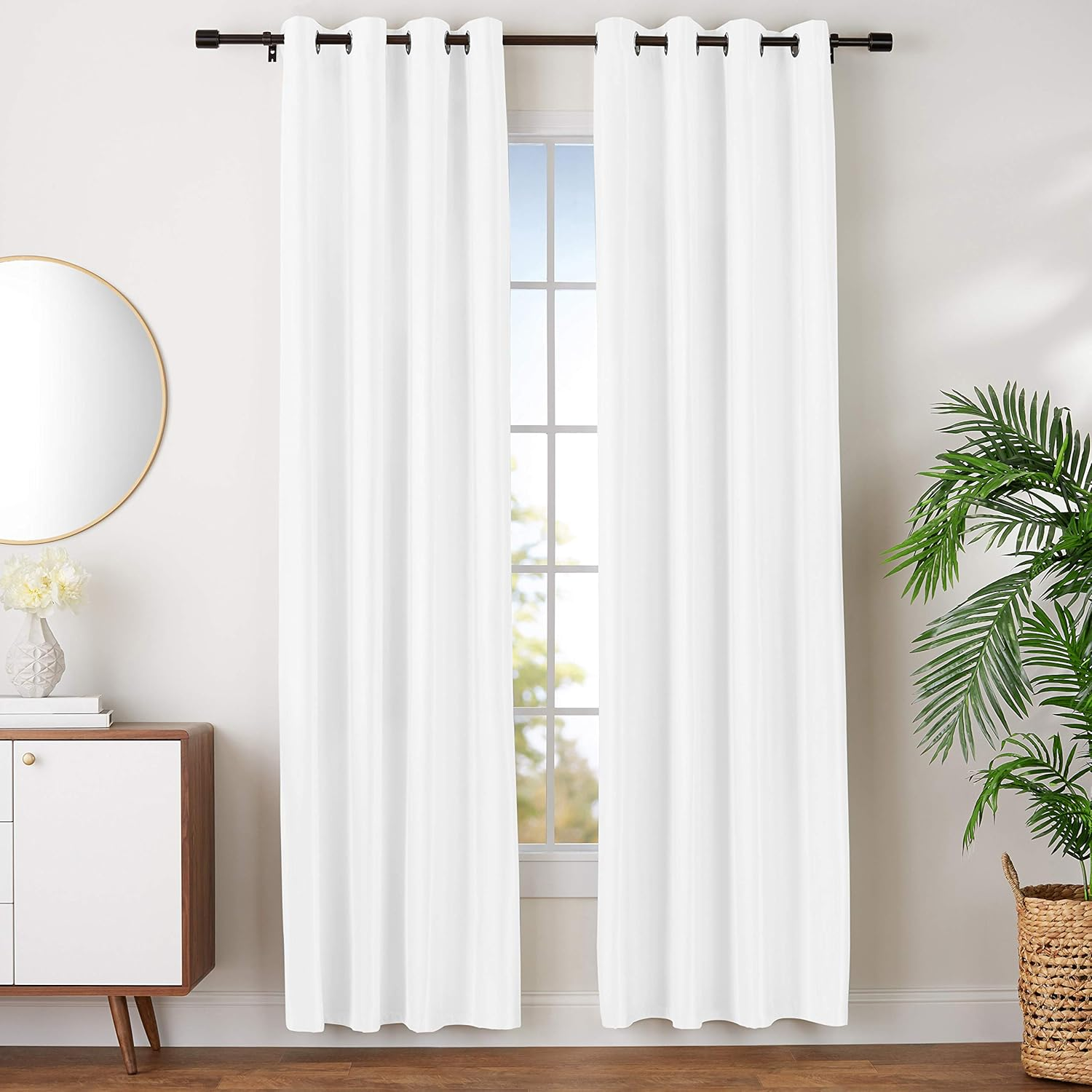 Amazon Basics Room Darkening Blackout Window Curtains with Grommets - White, 25.5W X 33.5L Cm (1 Panels) image number 1