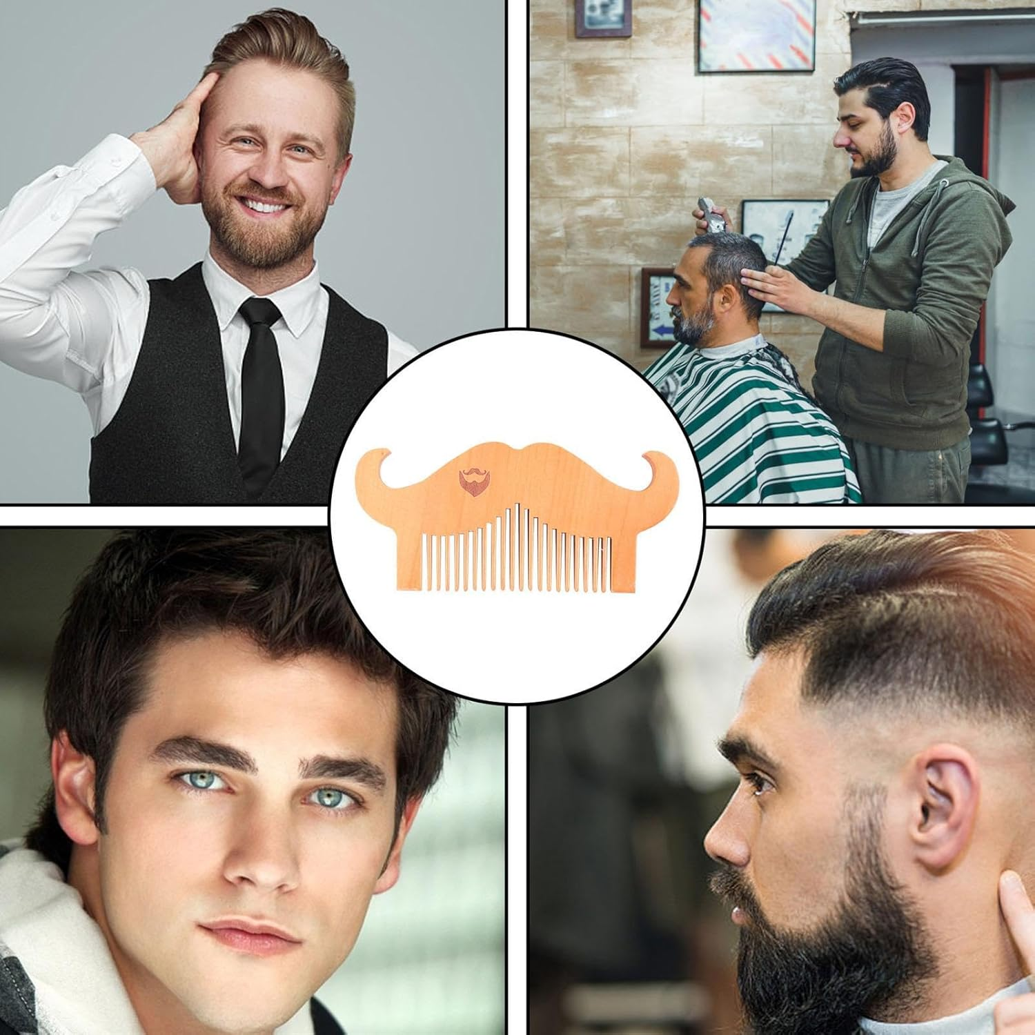 Gihioue Men'S Wooden Beard Comb, Beard Care Comb, Comfortable Touch Beard Com Com - Male Hair Styling Brush Facial Hair Cleanser for Dad image number 2