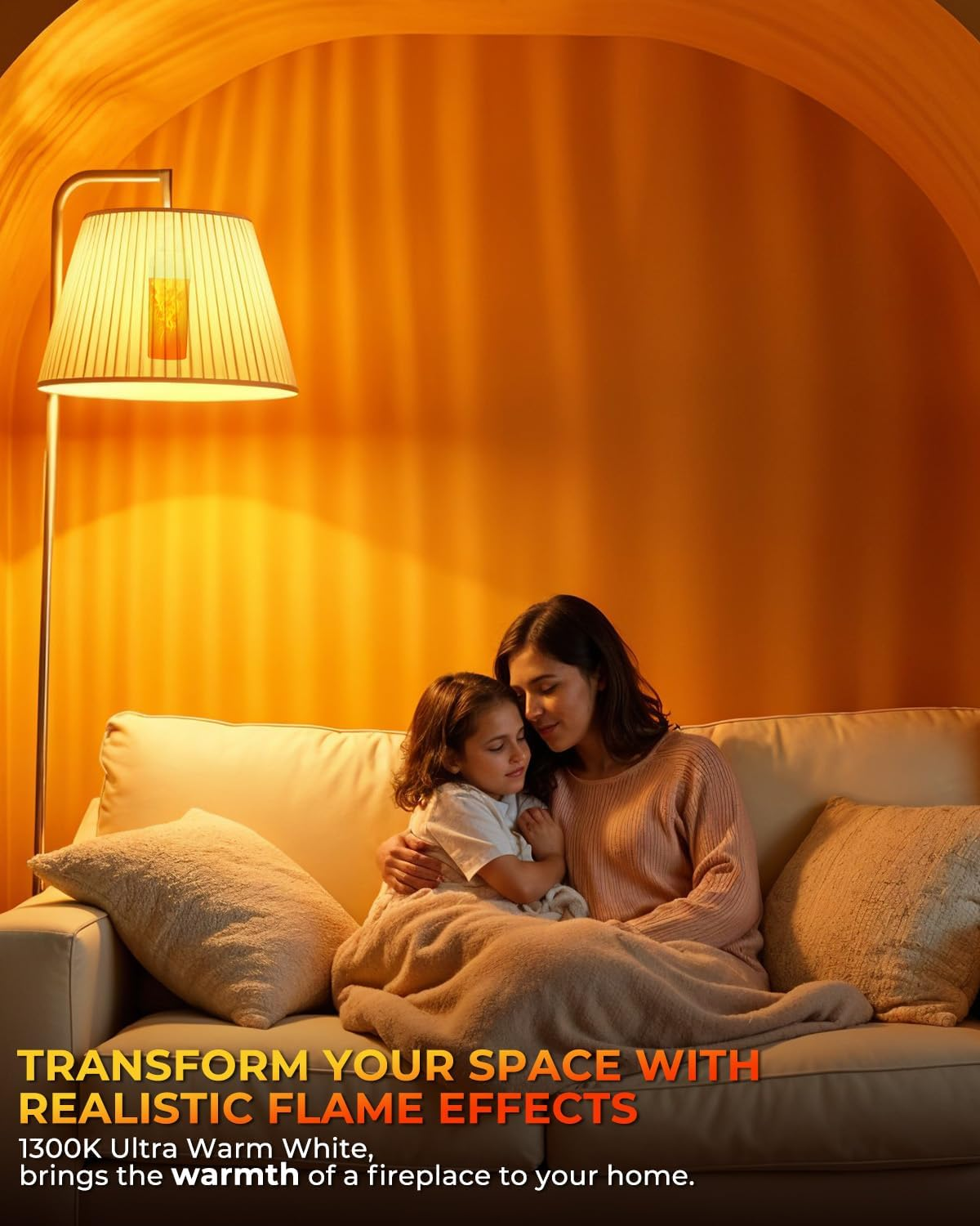 Brightark B22 Flame Effect Light Bulb, Fire Flashing Light Effect 3W LED Outdoor Light, 1300K Warm White with 3 Lighting Modes for Halloween Christmas House Garden Party Wedding Decor