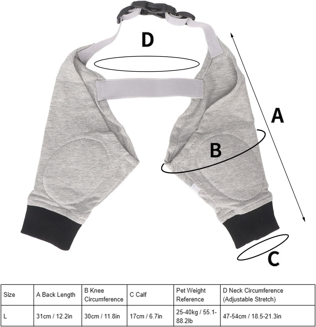 Dog Recovery Suit, Dog Elbow Protector, Adjustable Straps Dog Shoulder Brace, Joint Warming Breathable Dog Front Leg Sleeve for Dogs Puppy (L) image number 2