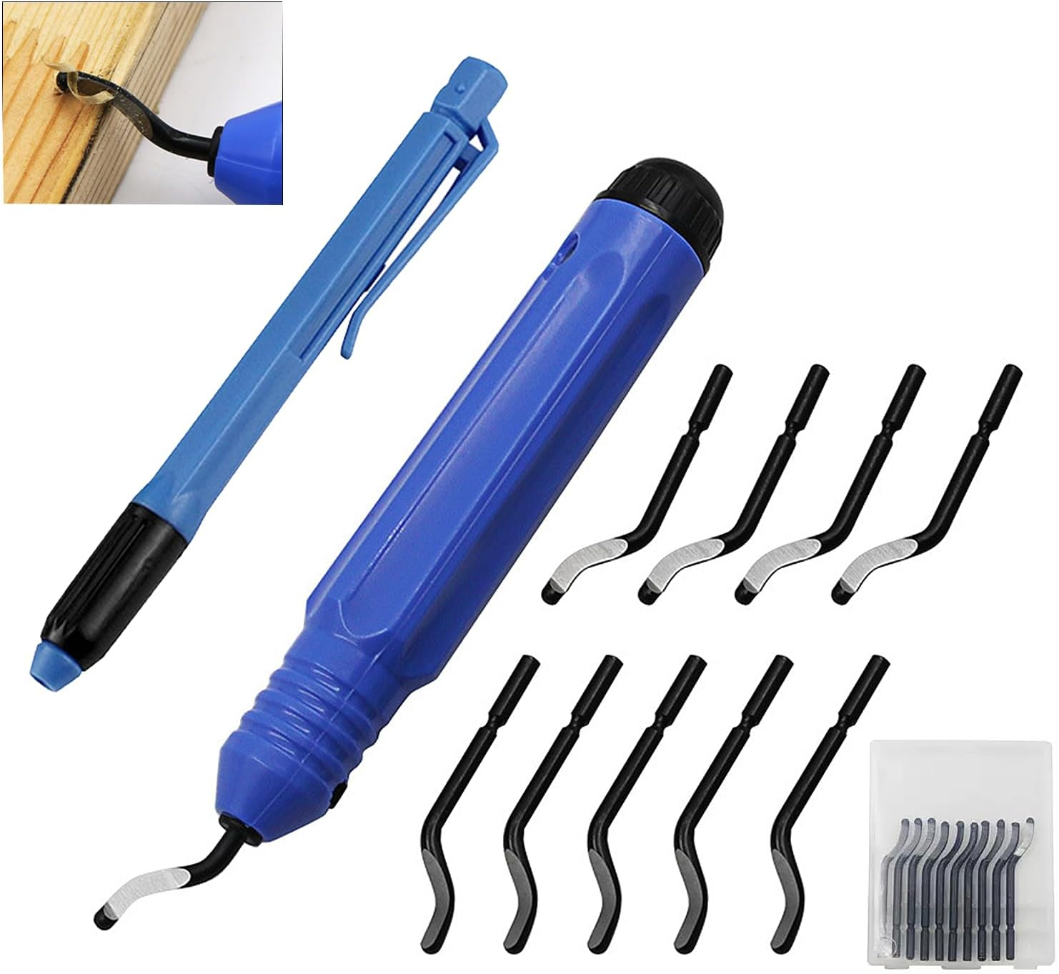 12Pcs Deburring Tool Kit, Manual Large and Small Deburring Tools, with 10 High-Speed Steel Rotating Replacement Blades, for Metal, Aluminum, Copper, Iron, Plastic Pipes, Resin, Pvc Materials image number 5