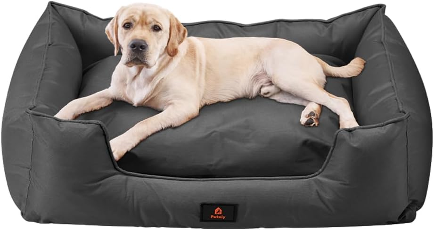 Waterproof Dog Bed for Medium Large Dogs, 600D Oxford Dog Sofa Bed Tough with Removable Cover, Non-Slip Bottom Pet Bed Easy Clean, Scratch Resistant Orthopaedic Pet Sofa, Black, XL