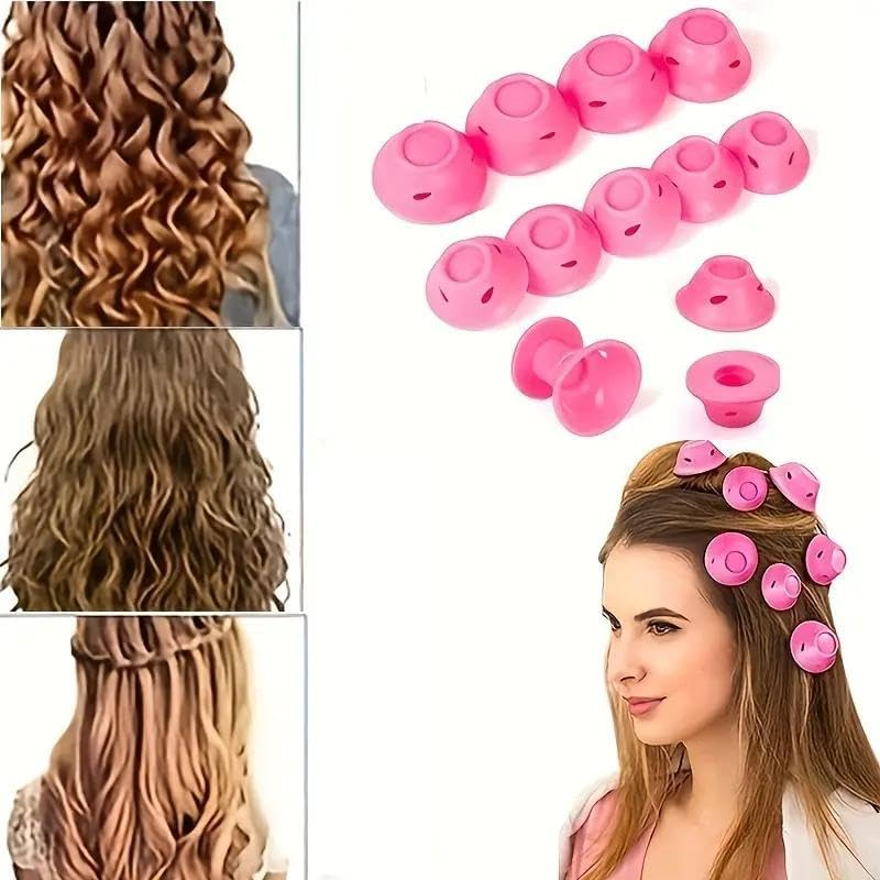 10PCS Magic Hair Rollers & Heatless Hair Curlers for Overnight Curls - No Heat Silk Hair Rollers for Women & Girls | Soft Sleep-In Foam Curlers with Ventilation Holes | Damage-Free Natural Waves & Curls (Pink, Mix)