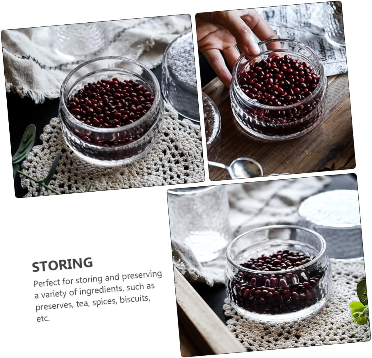 Alipis Chic Glass Storage Jars for Pantry Grain Jars Lid Home Kitchen Organisation