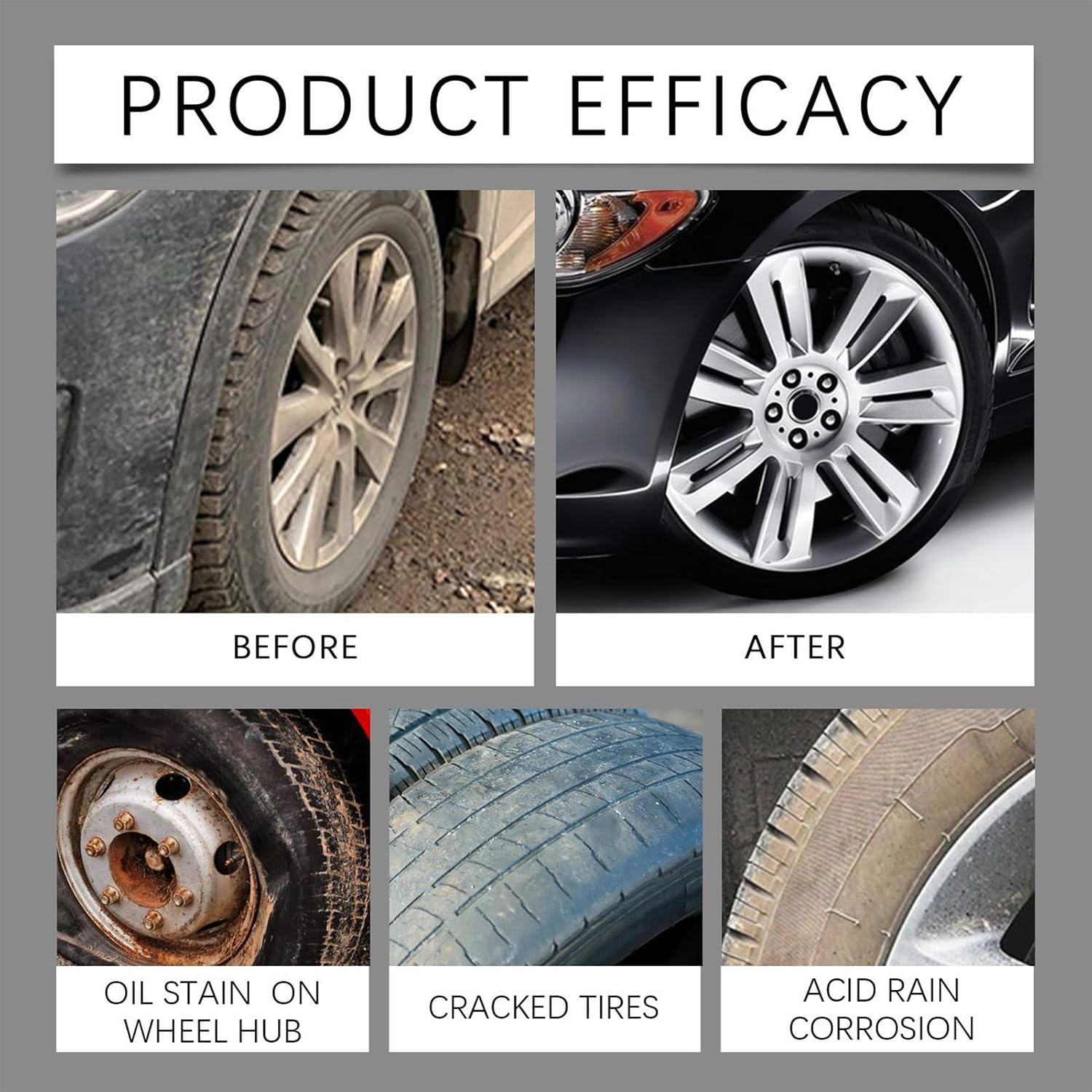 Tire Black - High Gloss Wheel Coating,High Gloss Finish Foam, UV Protection, Long-Lasting, Quick Dressing for Black Tires, Wheels, & Rubber, 100Ml - 100Ml + Sponge image number 2