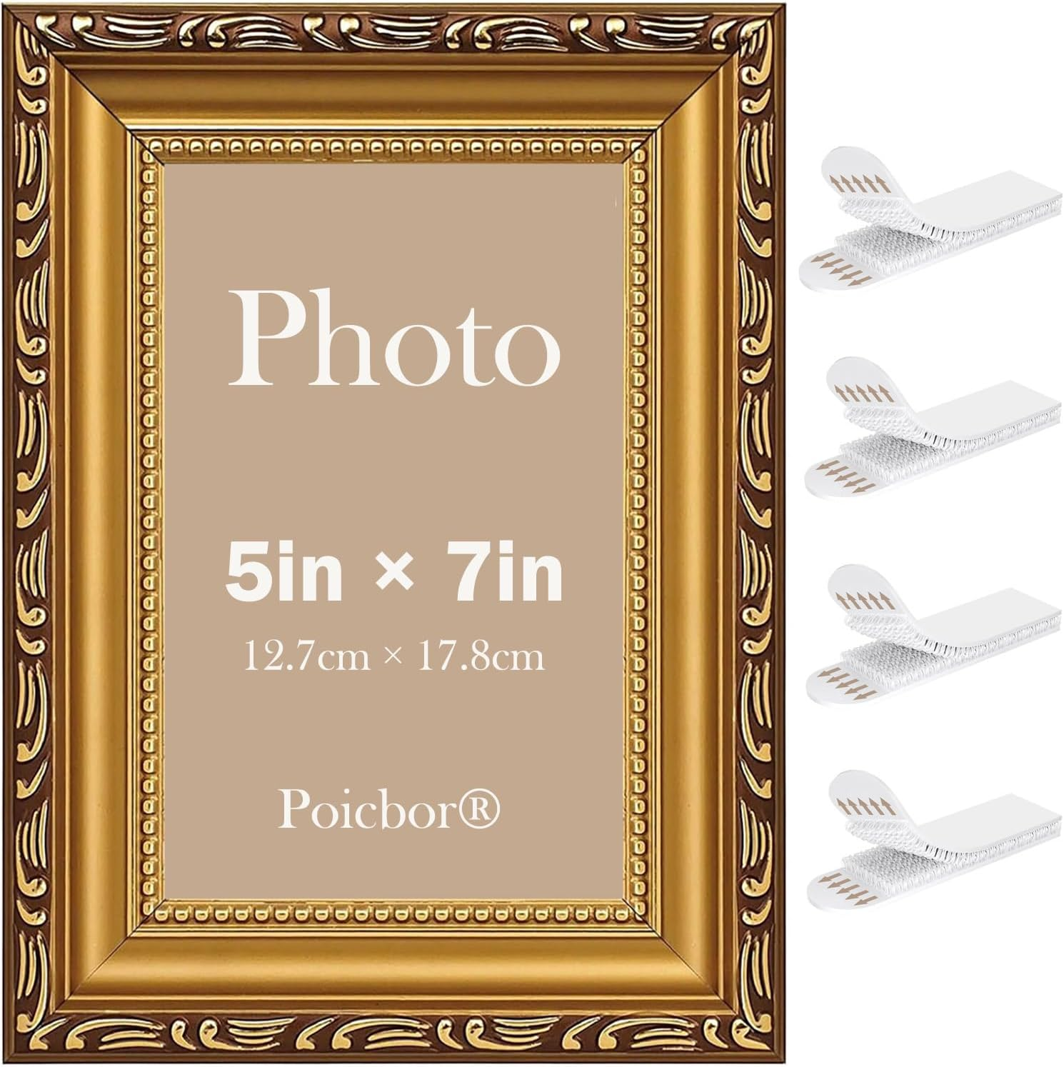 Vintage Picture Frame, 6&times;8'' Picture Frame Gold, for Desktop Display and Wall Mount Home Decor, Ornate Photo Frame for Poster (6X8In - Gold)