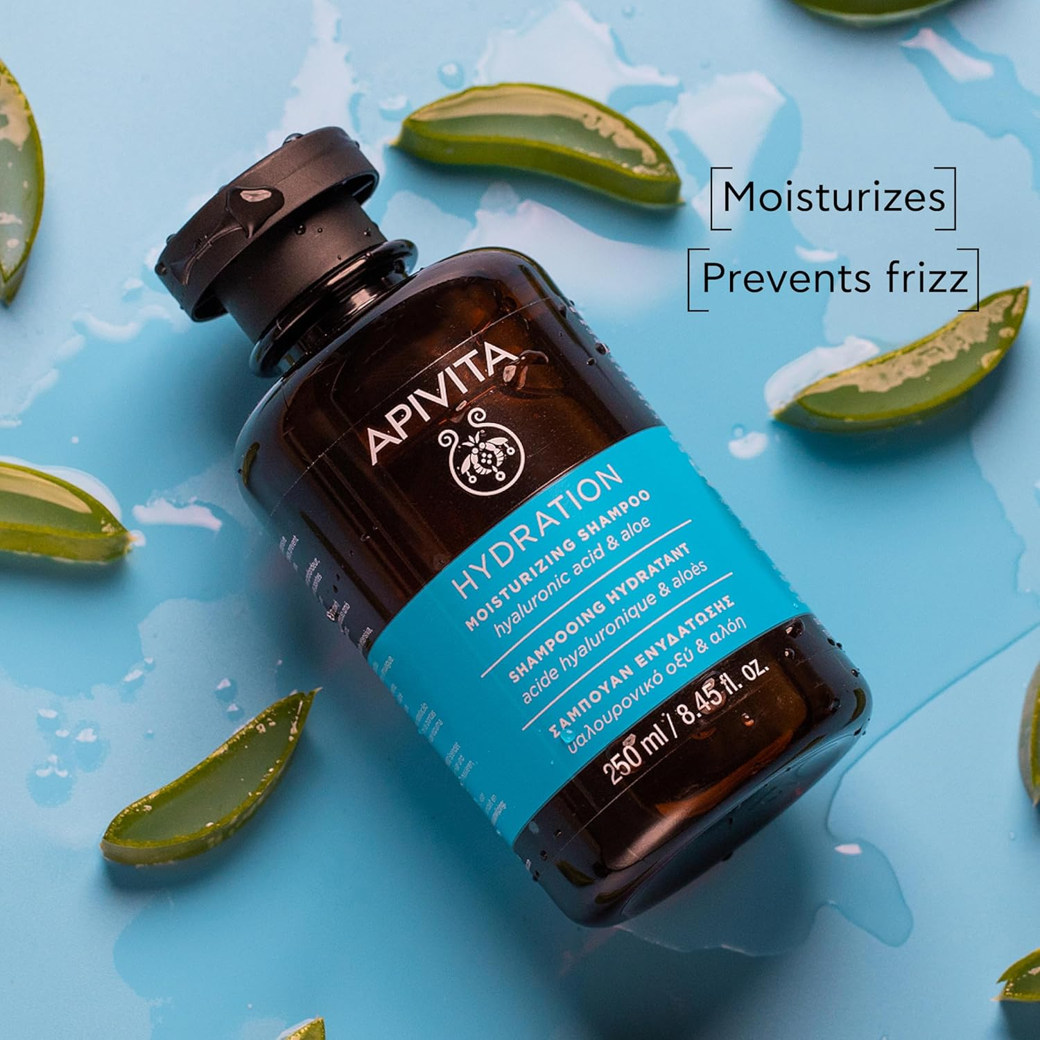 APIVITA Hydration Moisturizing Shampoo 8.45 Fl.Oz. | Natural Shampoo with Hyaluronic Acid & Aloe Vera for Intense Hydration, Prevents Split Ends, Eliminates Frizz | Daily Haircare for All Hair Types image number 1