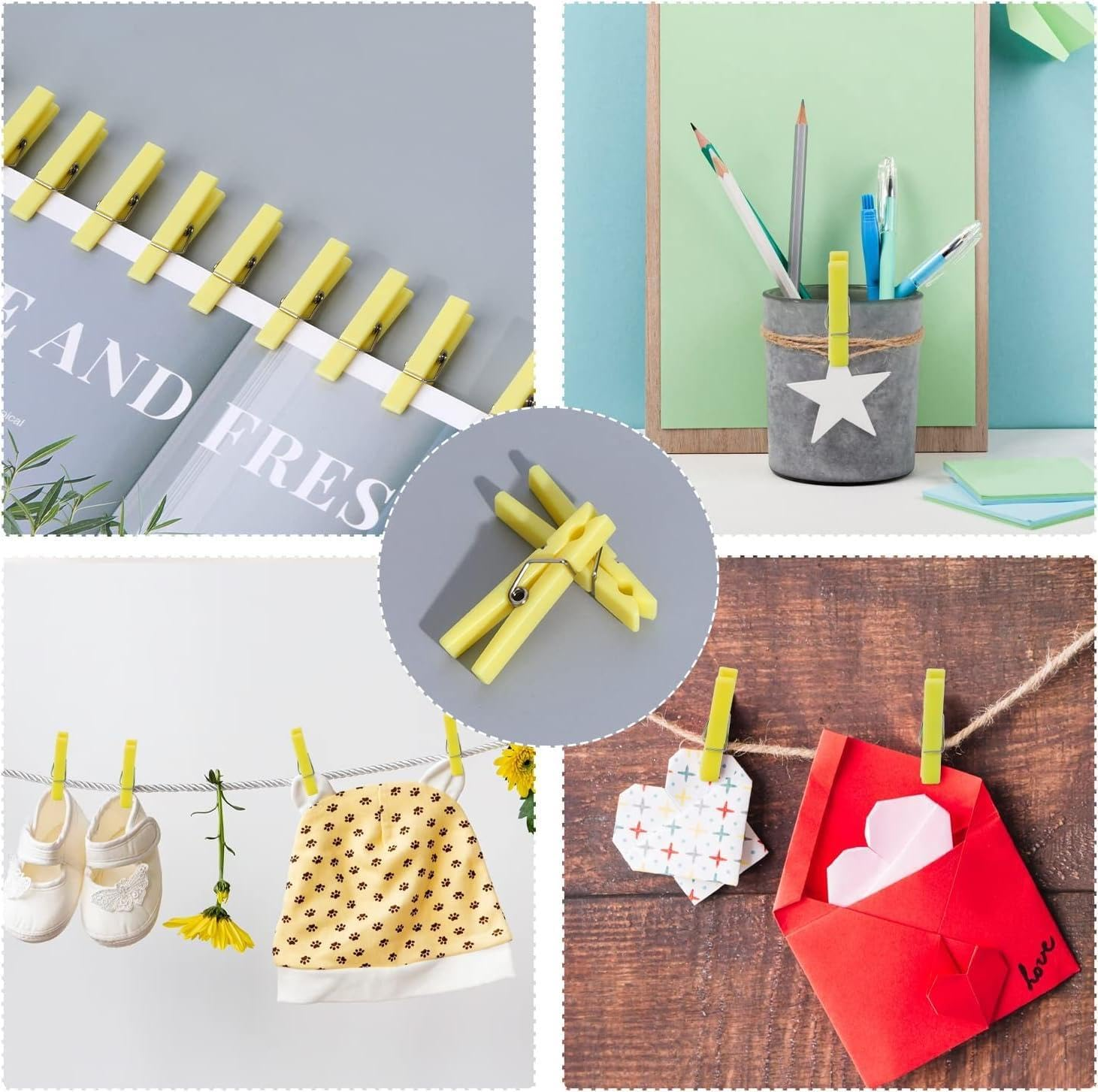 60PCS Baby Shower Clothespin Games Mini Clothes Pins 1.4 Inch for Party Decorations (Yellow) - Blue image number 3
