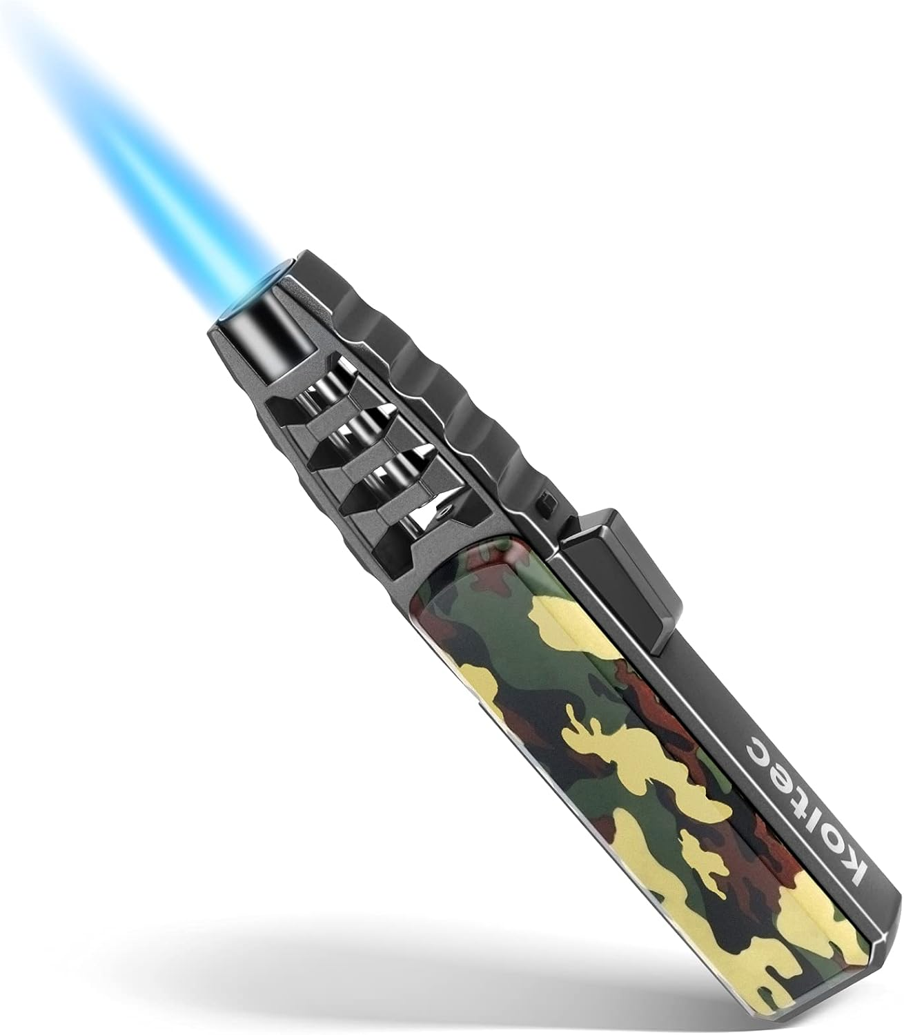 KOLTEC Butane Torch, Outdoor Windproof Cooking Torch Lighter, Refillable Adjustable Jet Flame Kitchen Butane Lighter with Safety and Fire Lock, Gift Box Package (Gas Not Included) (Black)