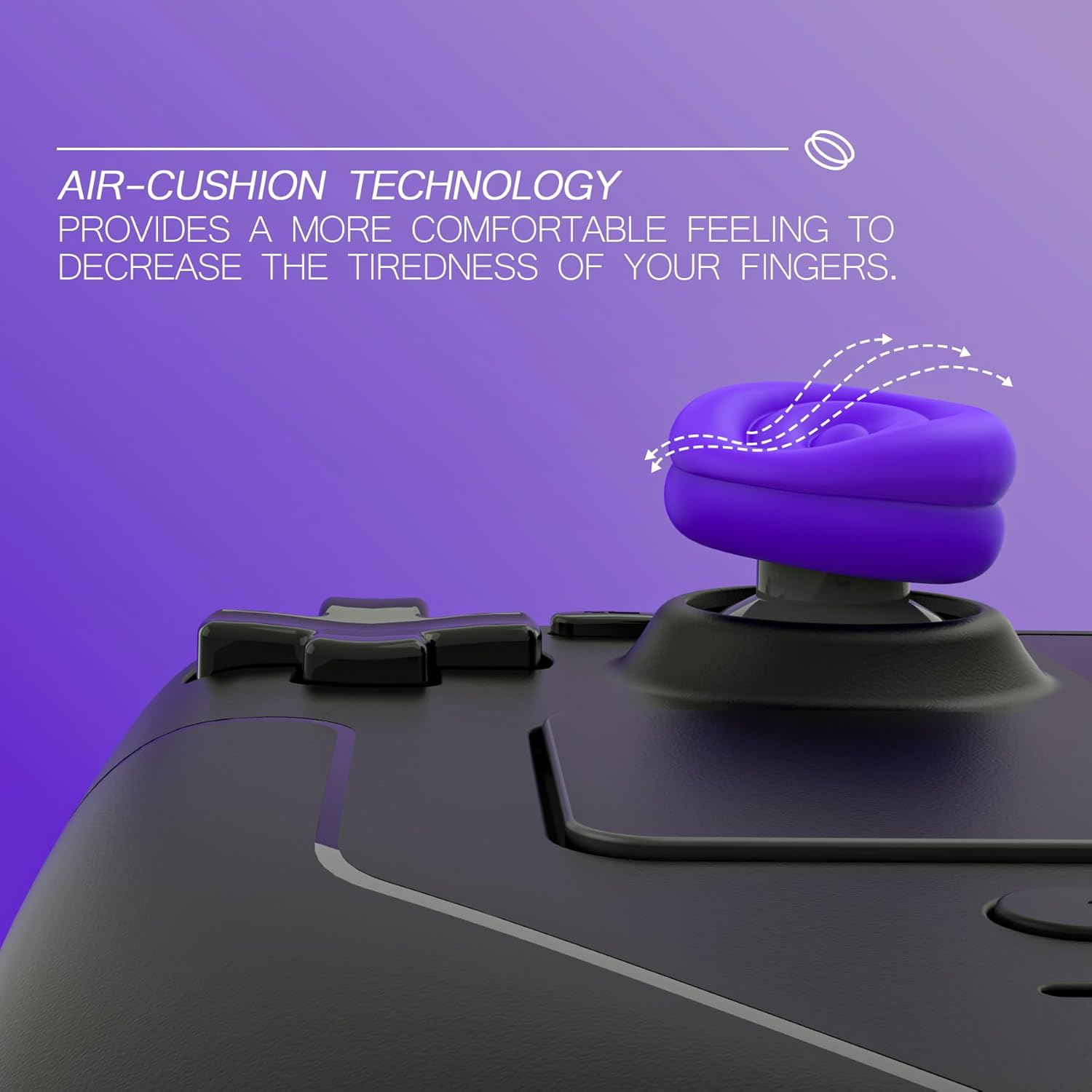 Playvital Thumb Grips for Steam Deck LCD & OLED (4-Pack), Thumb Cushion Caps with Anti-Slip Texture, Height-Boost Joystick Cover for Steam Deck Accessories, Joystick Protection - Purple - Black image number 7