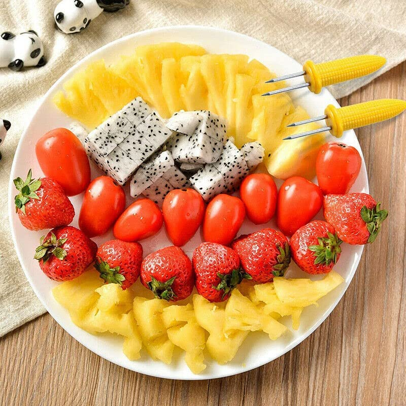 10X Corn Cob Holders, Corn on the Cob Skewers, Stainless Steel Corn Fork Prong Skewers Barbecue Fork Fruit Holder BBQ Kitchen Accessories Home Cooking Fork image number 4
