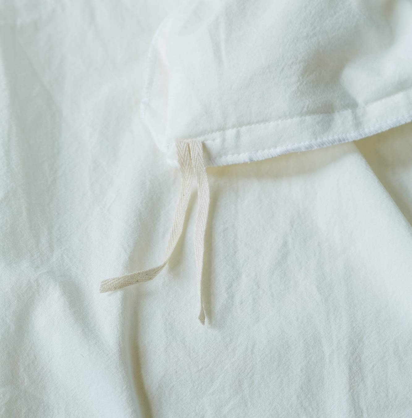 SUSYBAO Vintage Ruffled Duvet Cover King 100% Washed Cotton Cute Lace Duvet Cover 3 Pcs Set 1 Farmhouse Shabby Chic Duvet Cover with Zipper Ties 2 Pillow Shams Soft White Ruffle Bedding Set Comfy image number 5