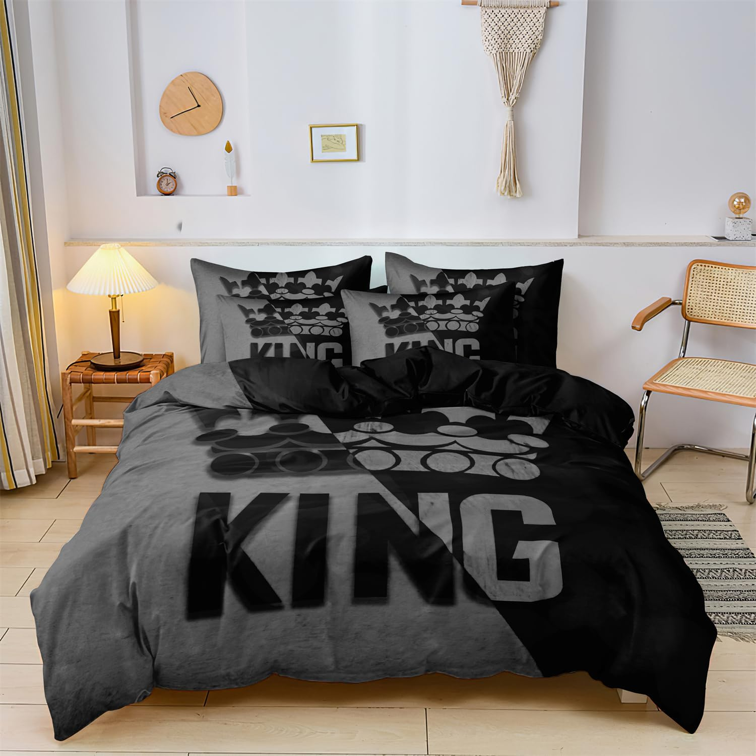 ZIRANSHU Lover Duvet Cover Set - King Size, Advanced Gray & Black Couple Bedding 3D Digital Printed Duvet Cover King and Queen Bedding Sets Valentine'S Day Presents (1 Duvet Cover + 2 Pillowcase)