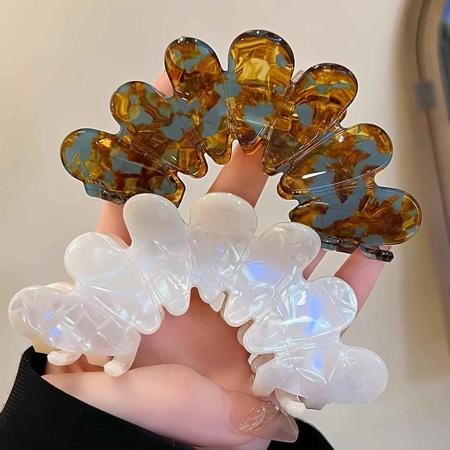 Ypkia Pack of 2 Hair Clips with Petals Large Acetate Hair Clips Women'S Elegant Hair Clips for Thick Thin Hair Accessories image number 5