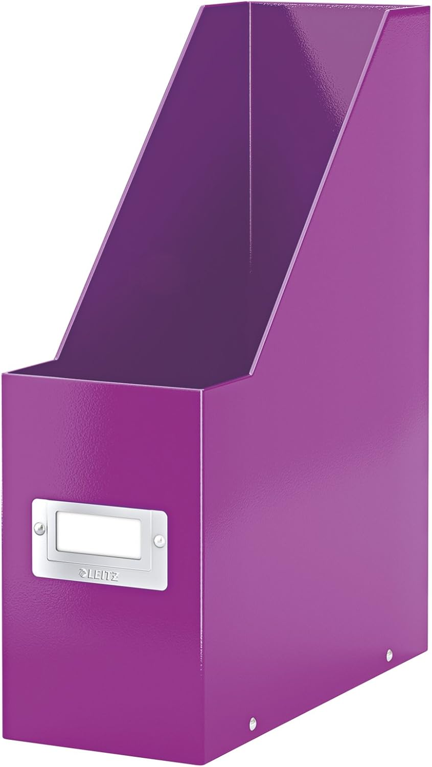 Leitz Magazine File Holder, A4, Cardboard Document Storage Box with Label, Foldable, for Home, Office & School, Click and Store Range 60470062 - Purple - Green image number 2