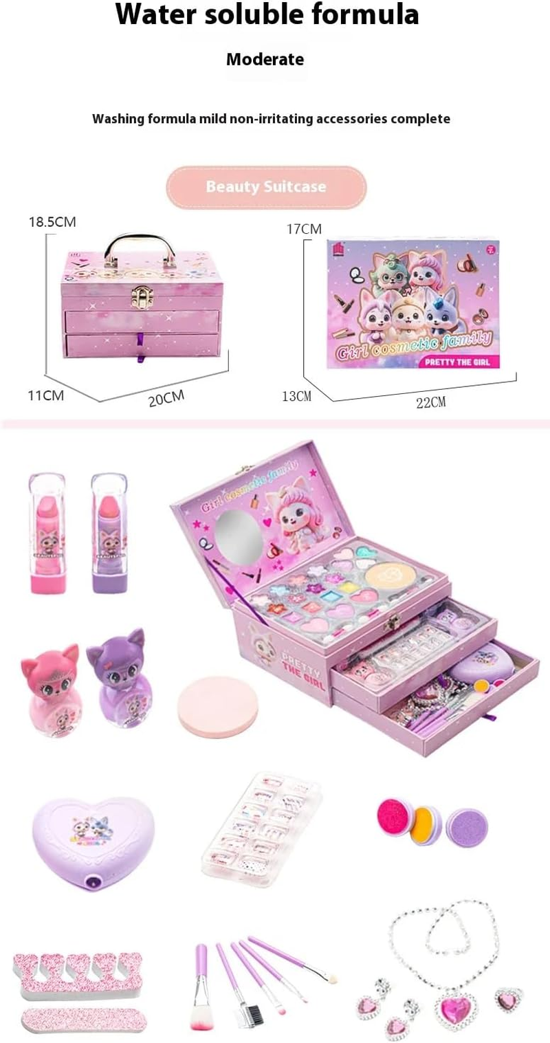 Kids Washable Makeup Girls Toys,Real Little Girl Make up Sets,Toddler Makeup Kit for Kid Children Princess Christmas Birthday Gifts Toys for 5 6 7 8 9 10 Year Old Girls image number 1