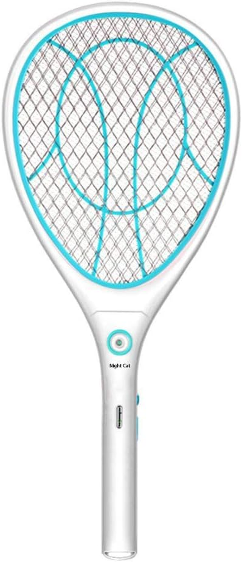 Night Cat Electric Mosquito Fly Swatter Bug Zapper Bat Racket, Pests Insects Control Killer Repellent, USB Rechargeable, LED Lighting, Double Layers Mesh Protection image number 3
