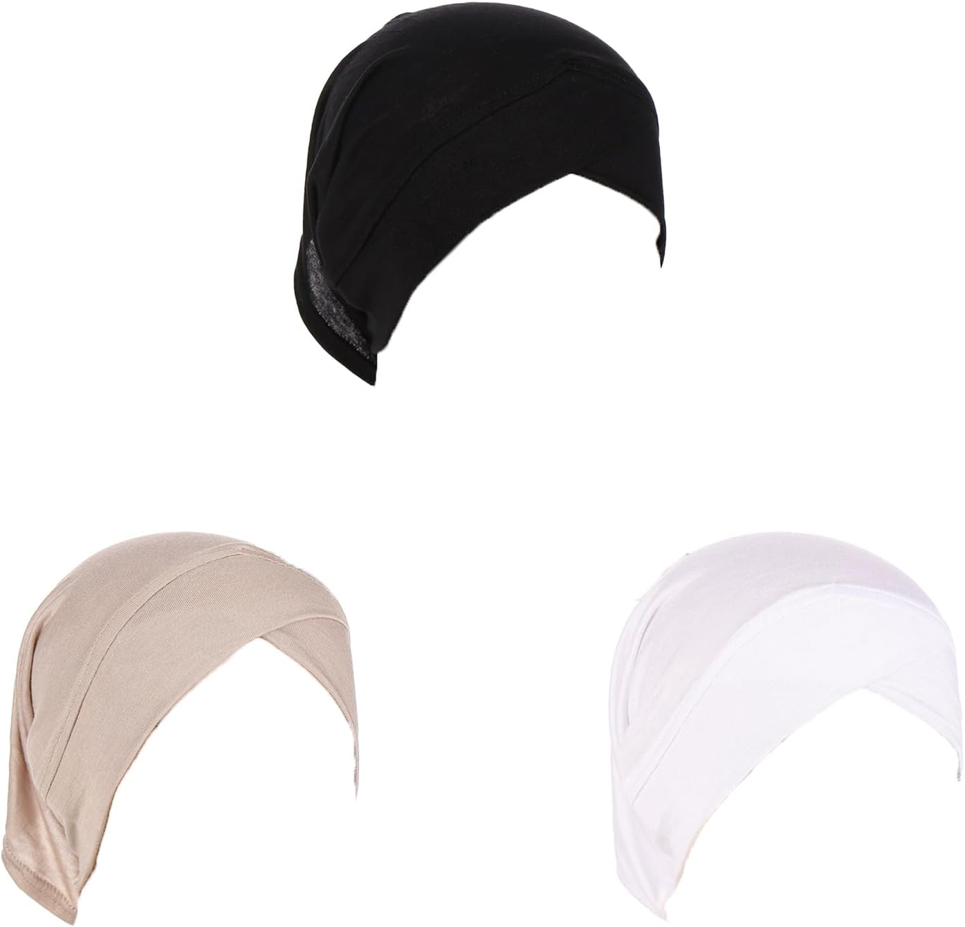 CENZICOM Muslim Inner Hijab Caps, Full Coverage Undercap, Breathable Stretchy Bonnet, 3 Pack
