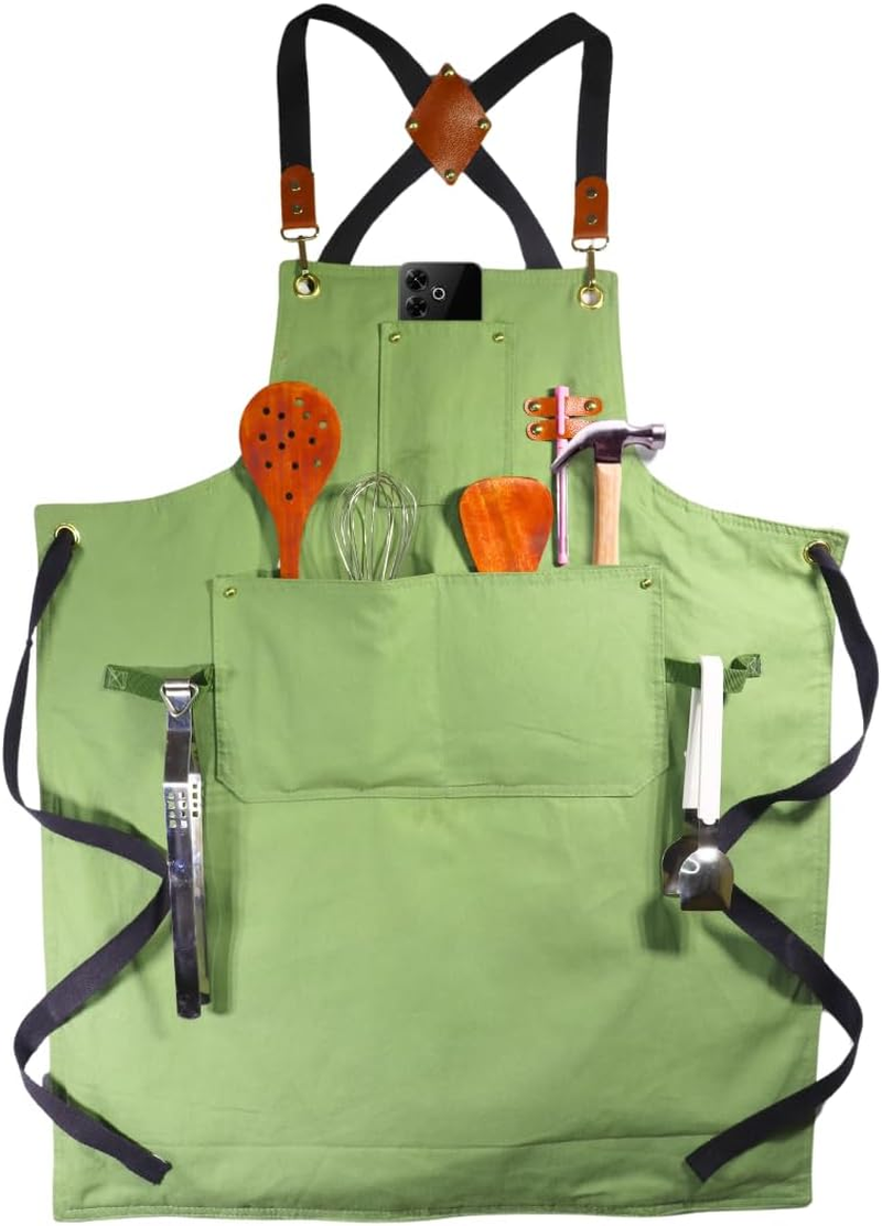 Heavy Duty Cotton Apron for Men & Women| Suitable for Home Kitchen | Triple Layer Waterproof Apron | Adjustable Strap for Chefs, Painters and Many More image number 1