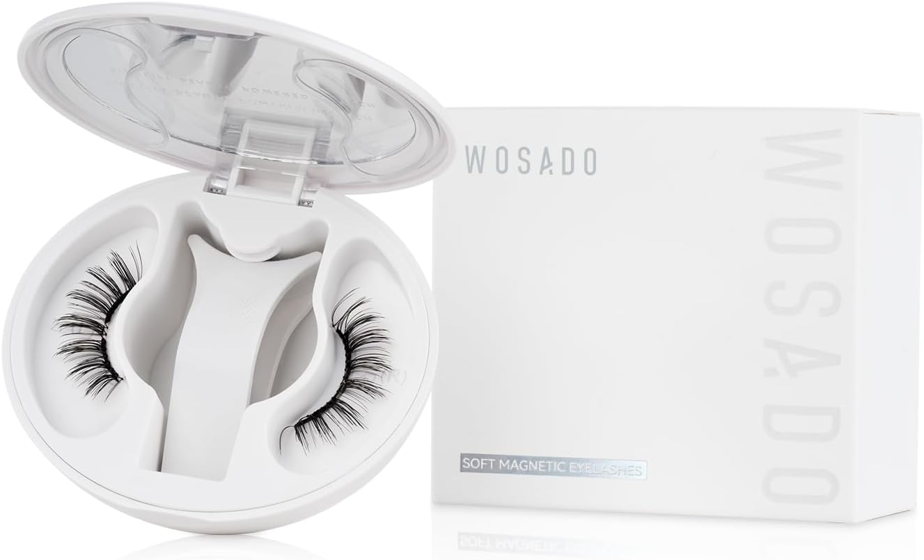 WOSADO Magnetic Eyelashes with Applicator Kit, No.2 Silky Brown II, Reusable Magnetic Lashes with Applicator, Glue-Free False Lashes, Waterproof, Lightweight, Suit for Natural Makeup