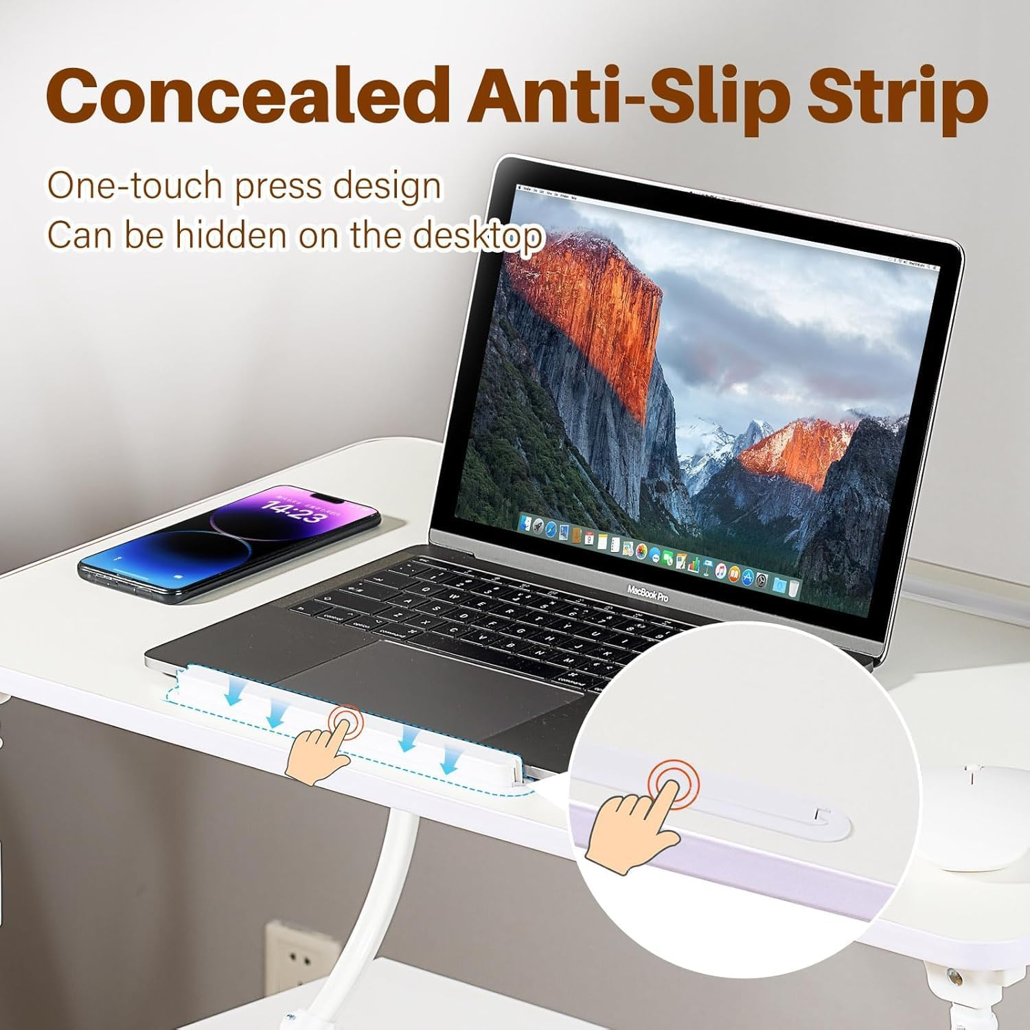 Adjustable Laptop Bed Desk with 4 USB Ports, Storage Drawer, Cup Holder, Portable Lap Desk Tray for Eating Reading Working Drawing Gaming(White)