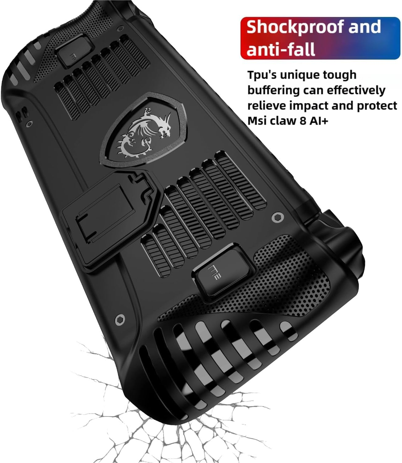 T Tersely Case for MSI Claw 8Inch AI+ (2025) - Soft TPU Shockproof Protective Cover for 8" Handheld Gaming Console - Rugged Design, Anti-Slip, Anti-Fall, Anti-Fingerprint (Black) image number 6