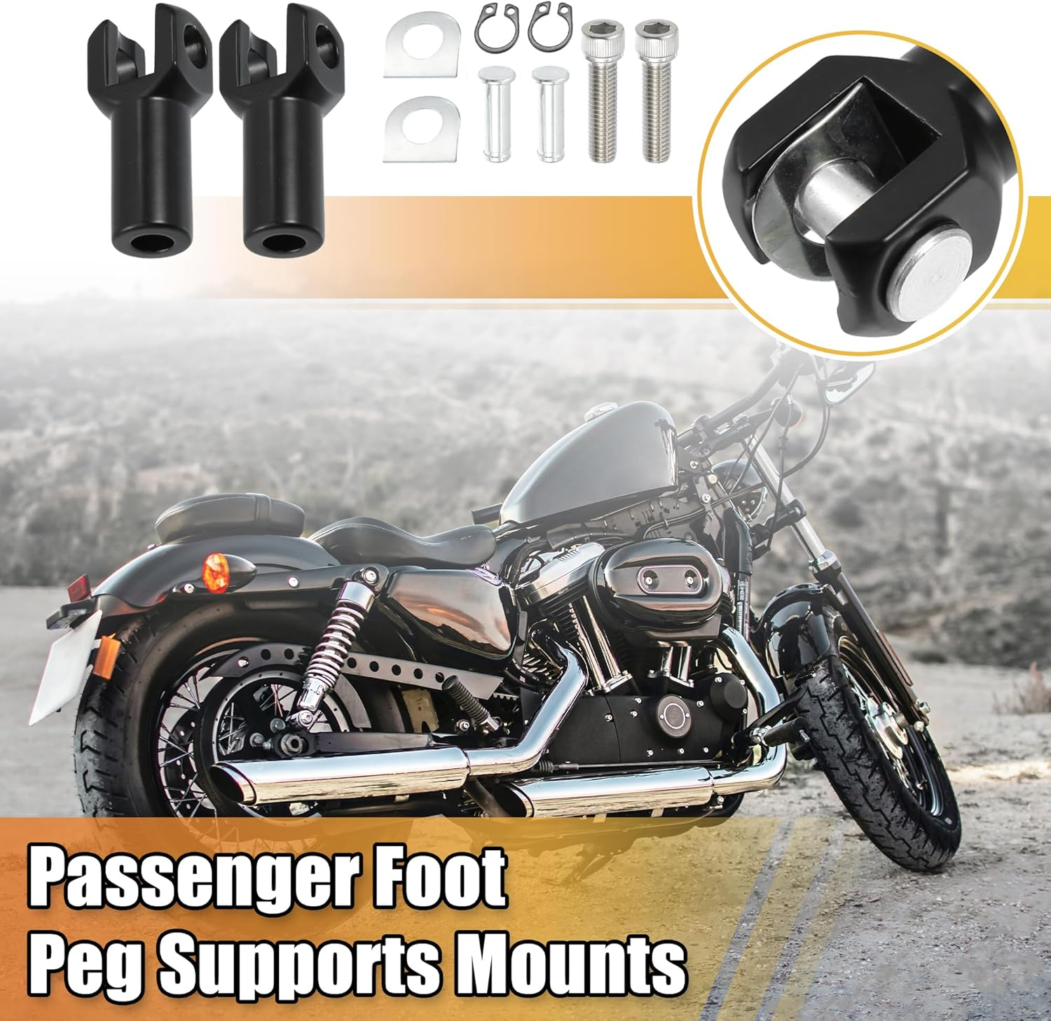 X AUTOHAUX Passenger Foot Peg Supports Mounts Clevis Kit Left and Right Motorcycle Footpeg for Harley Davidson Softail 2000-2006 Footrest Mounting Clevis Hardware Kit Black Aluminium image number 6