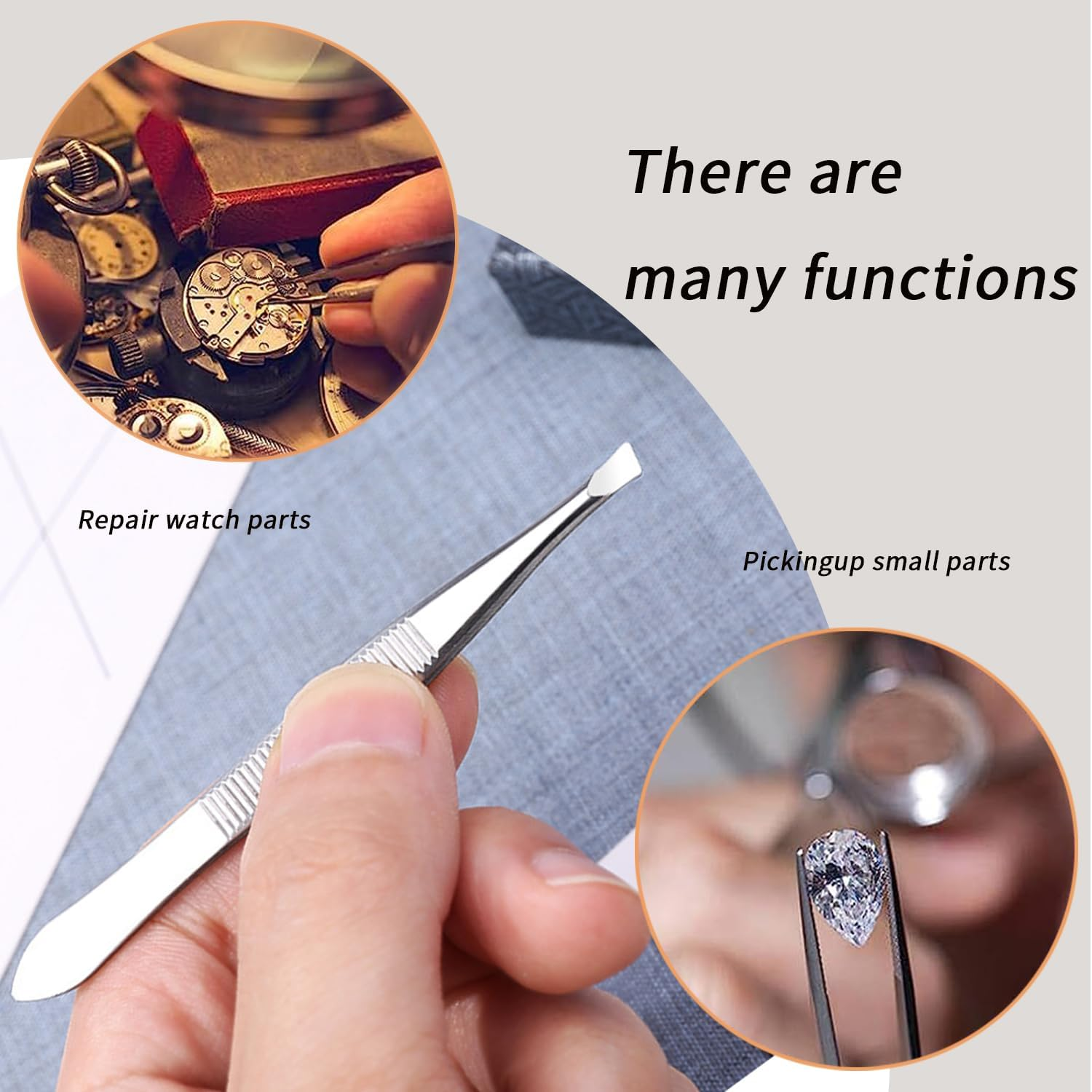 2Pcs Stainless Steel Tweezers for Man Women Facial Hair Eyebrow Chin image number 4