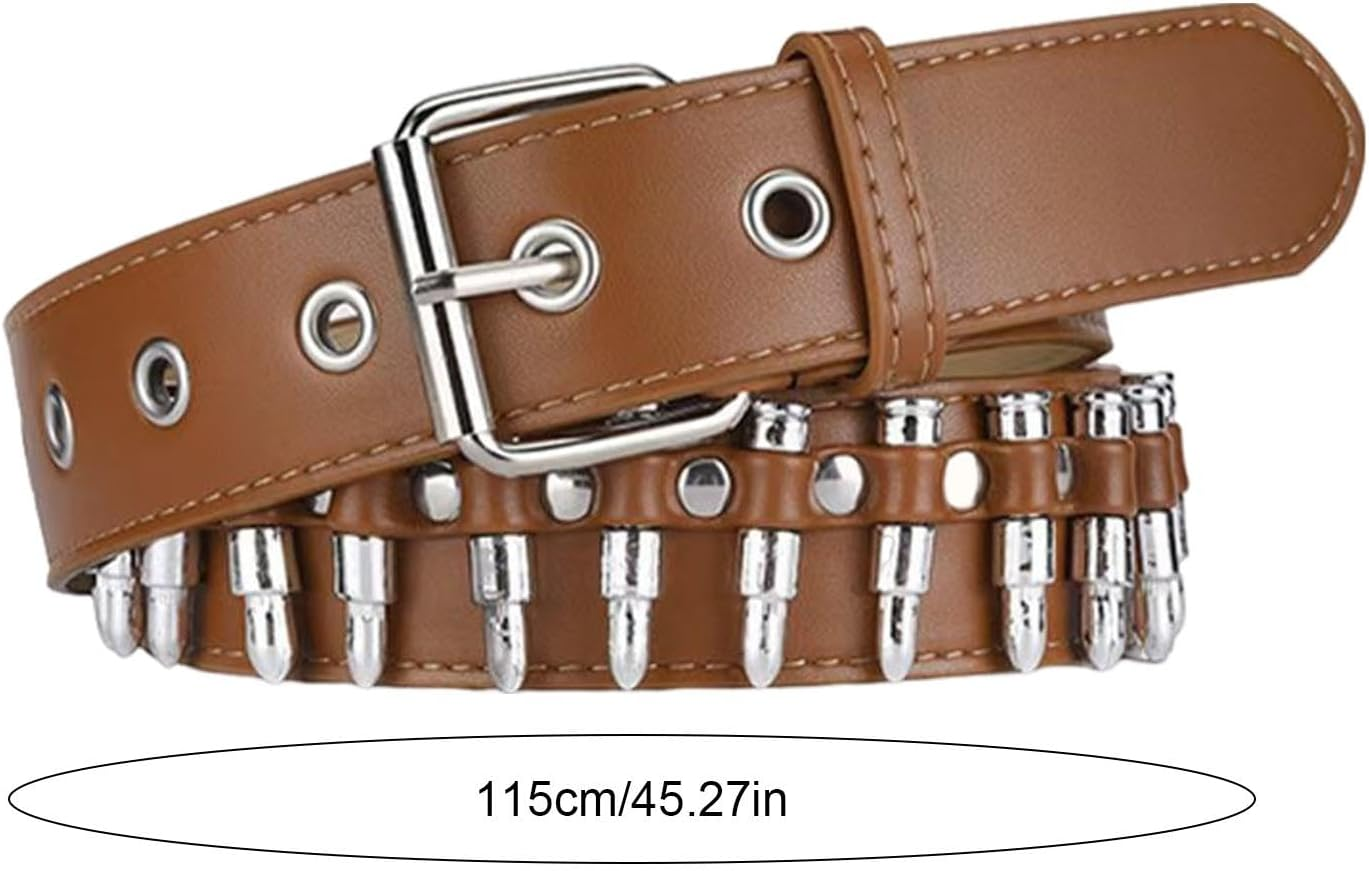 Rronnoy PU Leather Punk Belt for Women - PU Leather Black Women'S Waist Belt | Soft Feel Leather Punk Waist Belt for Party, Nightclub, Daily Wear, and Dating - Camel image number 5