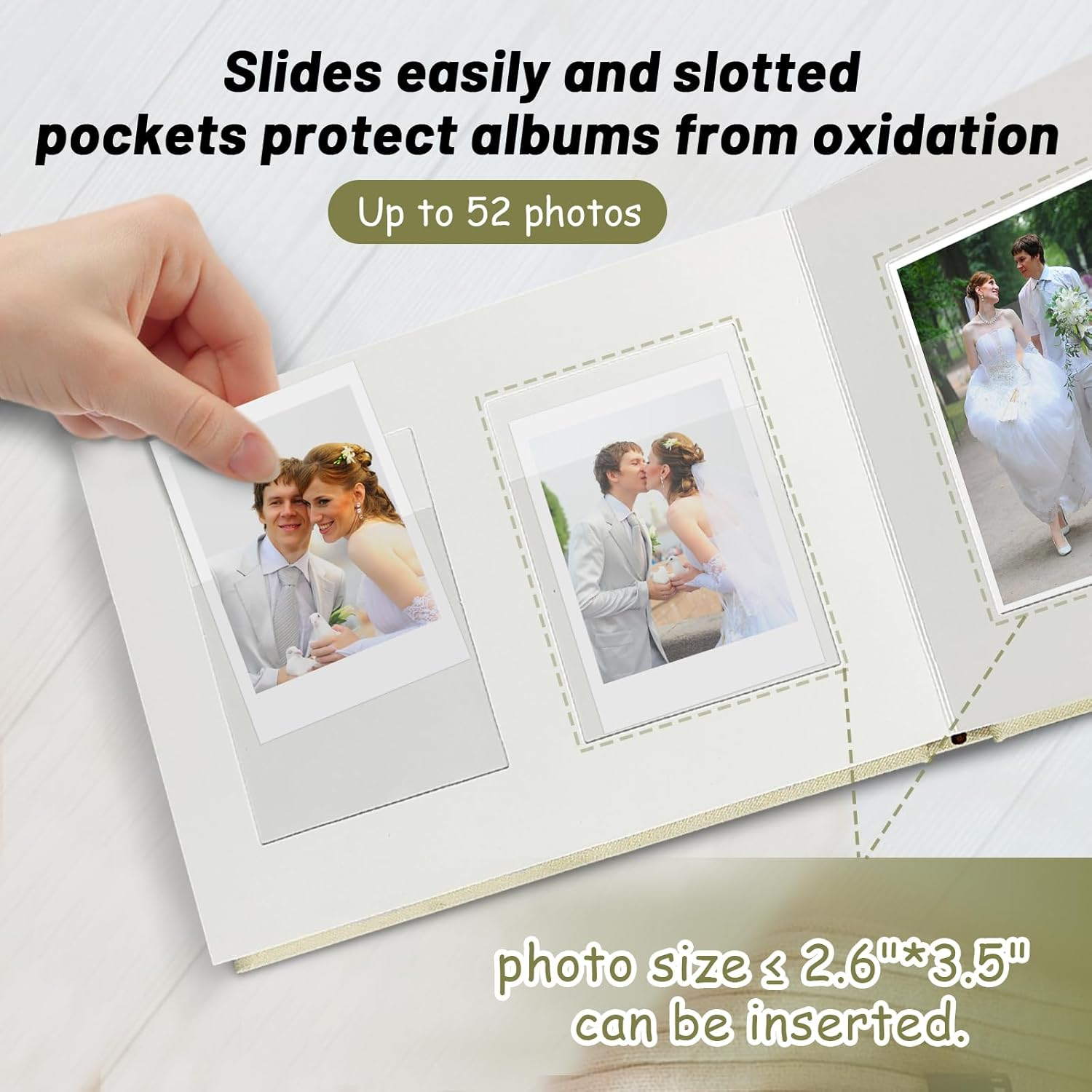 Instax Mini Photo Album Hardcover with 52 Pockets - Extra Wide Writing Space for Fujifilm, Polaroid, HP Sprocket & KPOP Photo Cards, Kuword Premium Acid-Free Photo Book Gift (Beige) - Burgundy image number 5