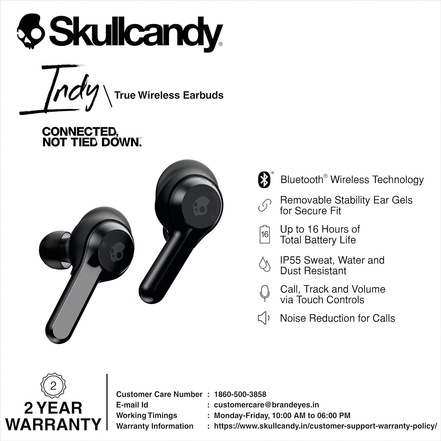 Skullcandy Indy True Wireless In-Ear Earbud - Black image number 1
