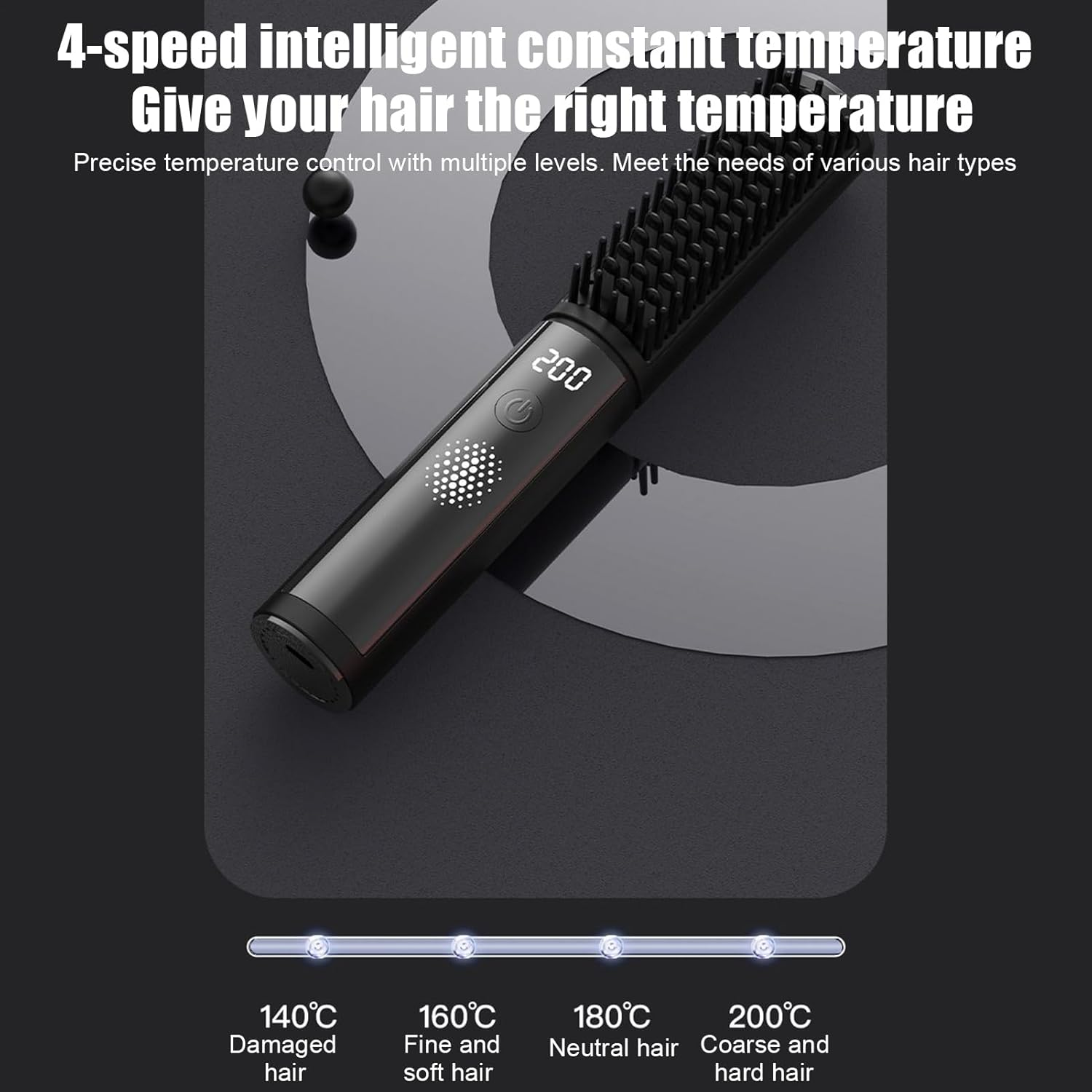 Walopola Straightening Brush, Portable Straightening Comb, 4 Temp Settings Anti-Scald Fast Heating Styling Tools for Smooth Shiny Hair Less Frizz Home Travel Girls Women Professional Salon image number 1