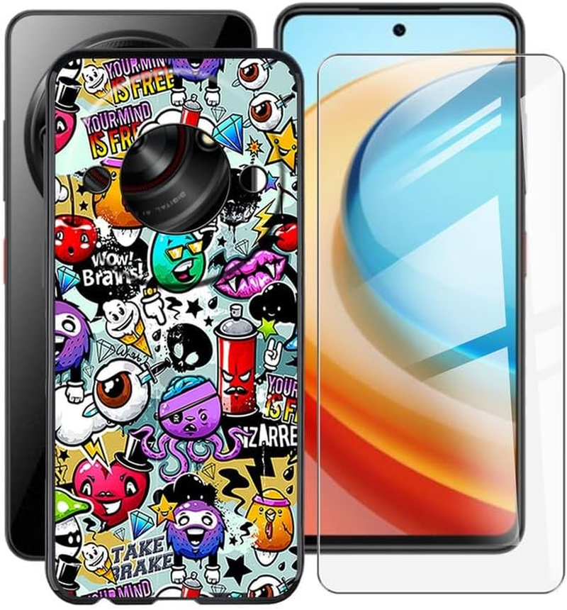 HGJTFANY Mobile Phone Case for Nubia Focus 5G (6.60 Inches) with Tempered Glass Film, Black Soft Silicone Shockproof Case Cover, Anti-Scratch TPU Protective Case for Nubia Focus 5G - XS40 image number 4