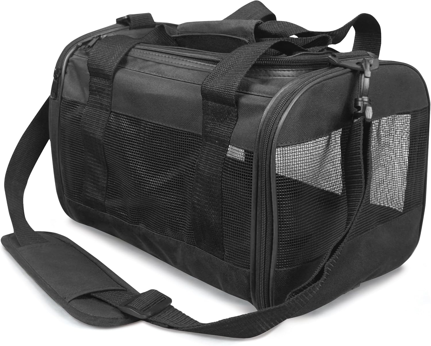 Record - Rectangular Waterproof Fabric Carrier for Dogs and Cats. Bag for Dogs with Mesh Sides, Shoulder Strap and Removable Faux Fur Inner | Size: M - 46 X 25.5 X 26.5 H