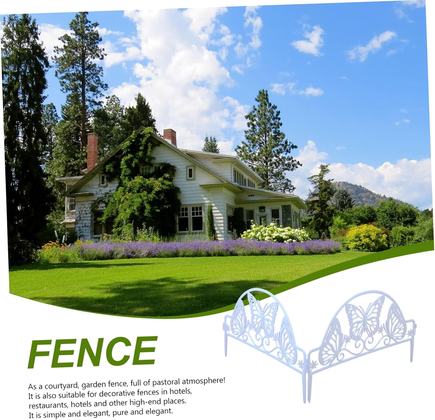 Parliky Plastic Garden Fence Panels 4PCS White Ground-Inserted Decorative Edging European Style Fence Ornament for Courtyard Lawn Flowerbeds Outdoor Landscape Border image number 6