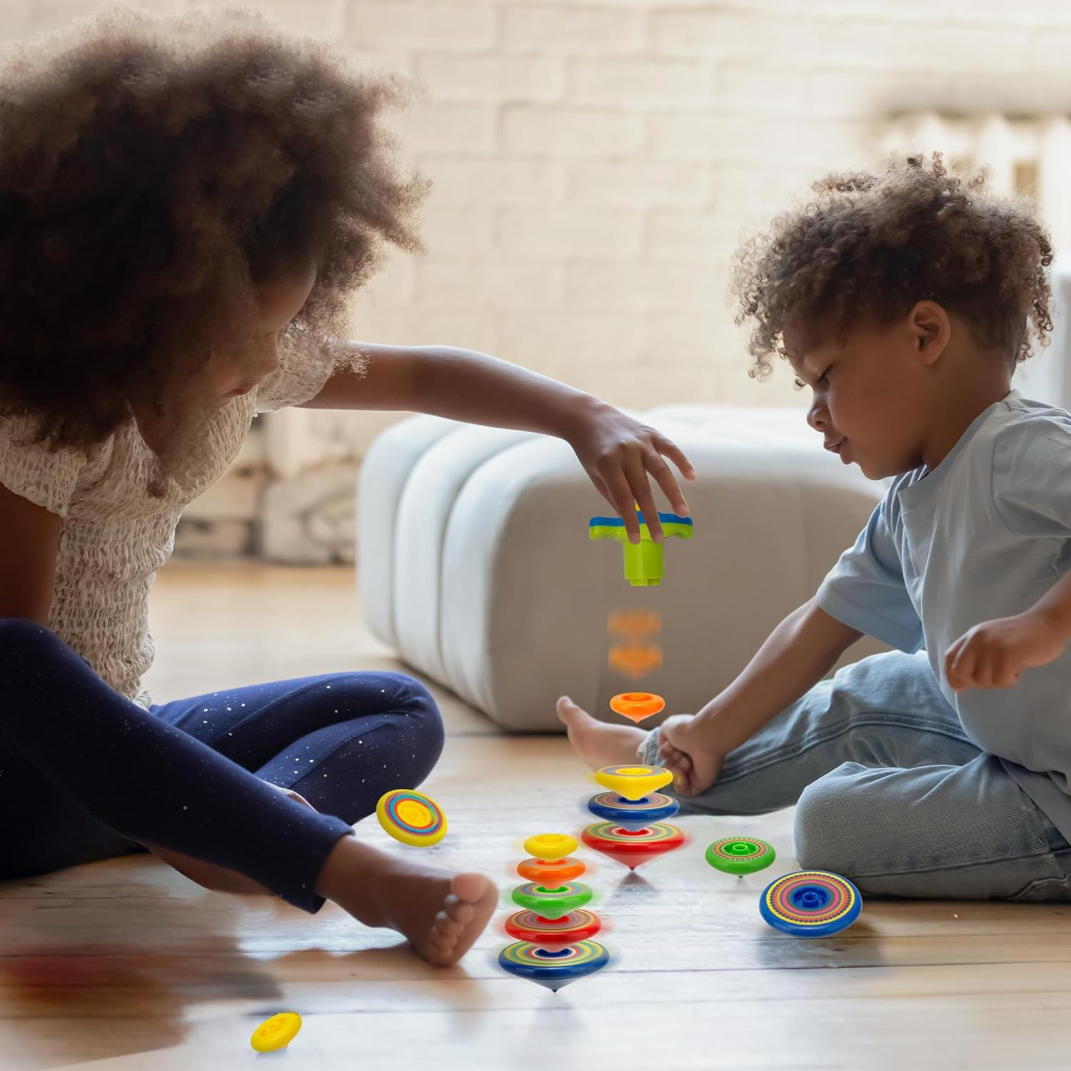 Spinning Tops for Kids, Fun Stocking Stuffers, 2 Sets of 5 UFO Spinning Toys (10 Gyros Total), Fun Birthday Party Favors, Christmas Present，Stocking Stuffers for Boys and Girls 3 4 5 6 7 8 9 and Up image number 3