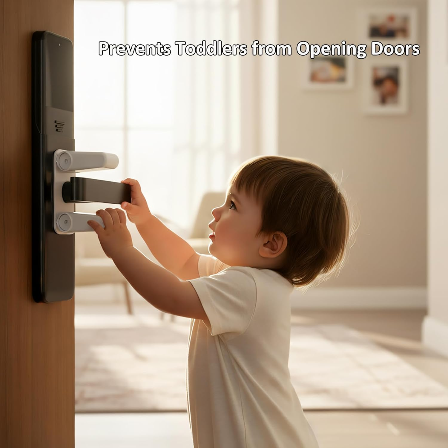 Door Lever Lock 2 Pack, Adhesives Safety Door Locks for Kids, Prevents Toddlers Pets from Opening Doors image number 3