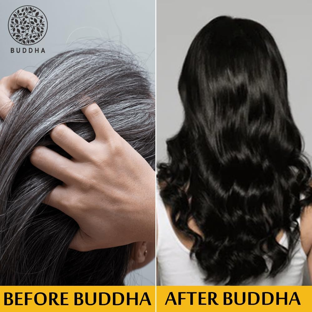 Buddha Natural Graying Shampoo for Men & Women (200Ml) - Helps to Restore Natural Black Hair Color Enriched with Amla & Bhringraj - All Hair Types image number 6
