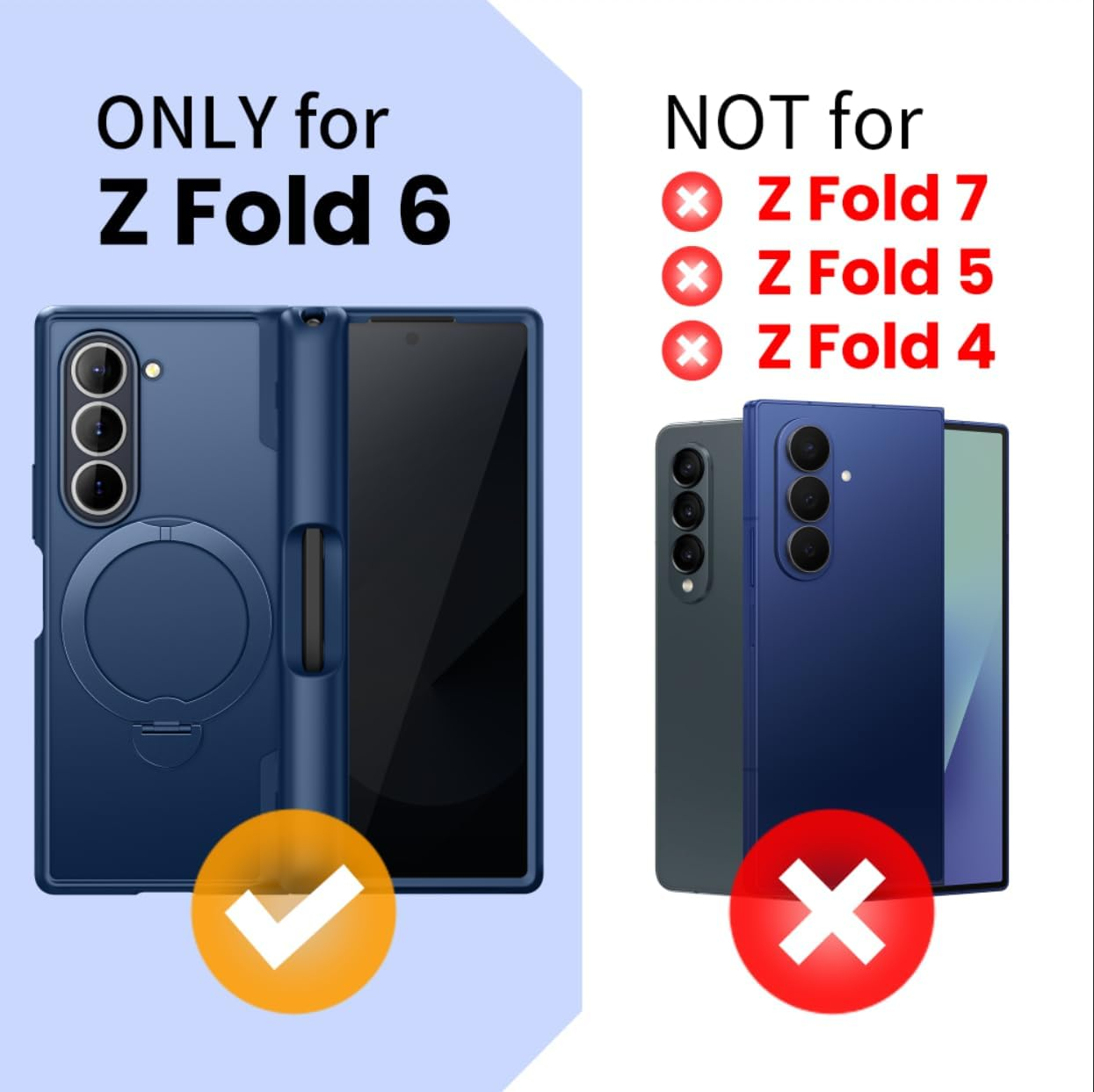 MOBOSI Upgraded 360&deg; Spin Magnetic Ring Stand for Z Fold 6 Case with S Pen Slot, Compatible with Magsafe, 18FT Military Grade Protection, Shockproof Case for Samsung Galaxy Z Fold6, Privacy Blue