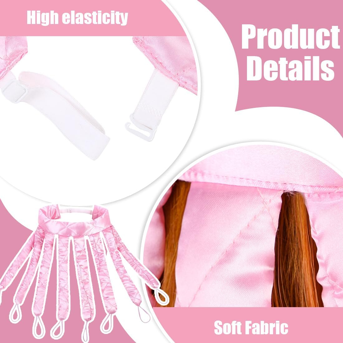 Heatless Curlers Headband, Octopus Hair Curler, Curls without Heat, Heatless Curls Band Overnight Curlers for Women Girls, Pink image number 3