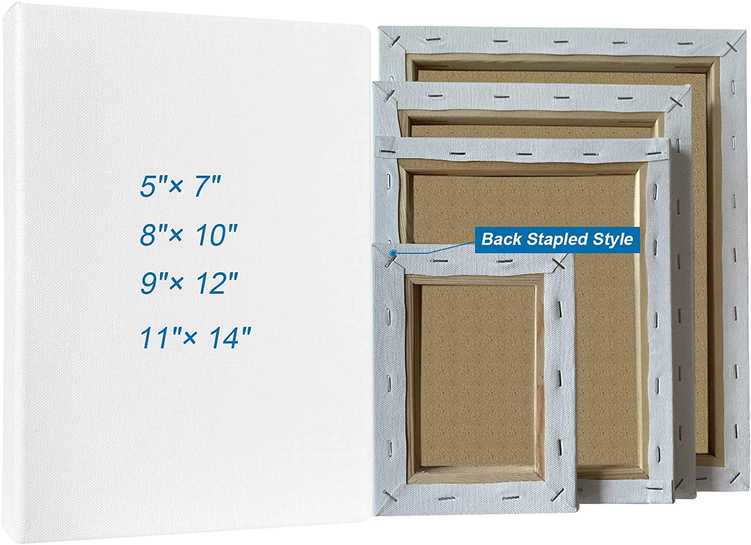 Genixart White Blank Stretched Canvas, Primed Professional Artist Canvases for Acrylics & Oils Painting (8Pcs Multipack) image number 3