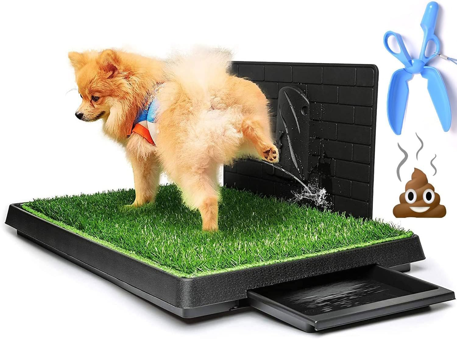 Large Dog Potty Tray Pet Pee Grass Pad Indoor Puppy Pee Training Toilet Restroom, Portable Odourless Washable Training Pads with Pee Baffle, Ideal for Medium and Small Dogs image number 6