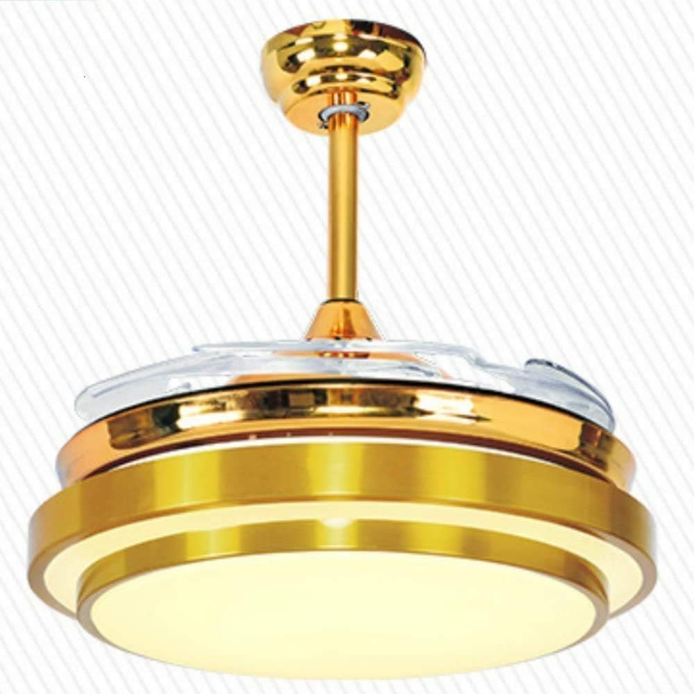 Lighting Groups Reversible Retractable 42 Inch Gold Ceiling Fan Chandelier with LED Light and Remote Control, 4 Clear ABS Blade, Livingroom Fandelier Indoor Ceiling Light Kits with Fans image number 2