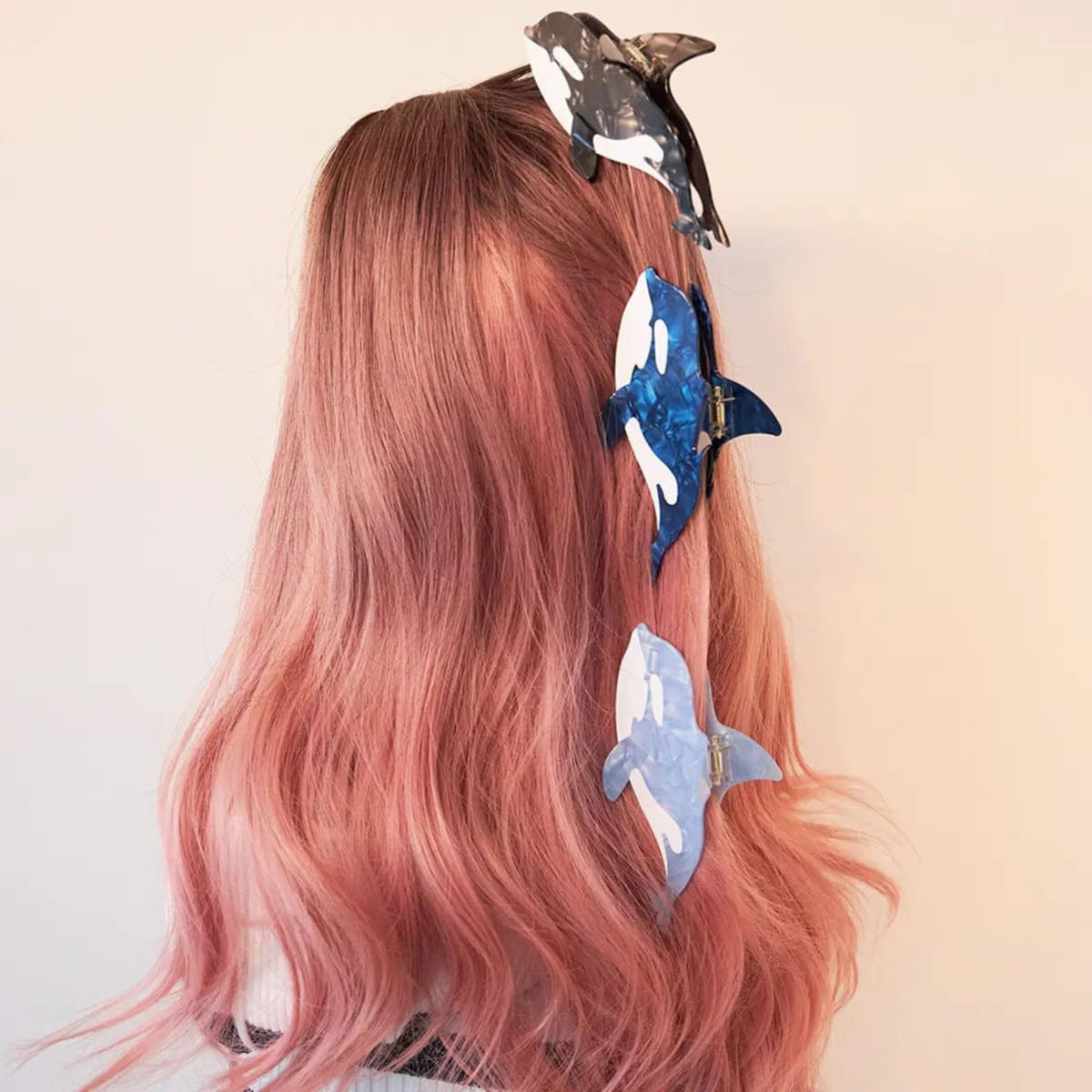 Cute Ocean Killer Whale Hair Clip,Acetate Claw Clips,Hair Clips for Women,Black image number 2